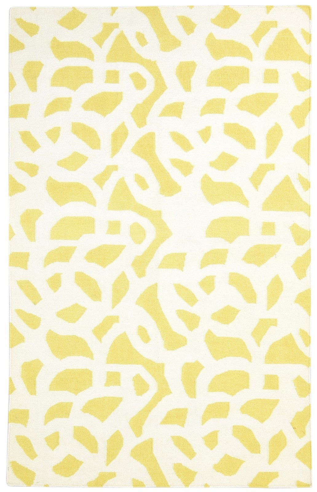 Wool Gold Rug 5' X 8' Modern Dhurrie Scandinavian Abstract Room Size Carpet 