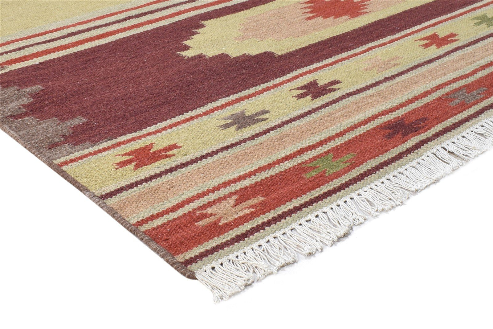 Rust Wool Rug 6' X 8' Southwestern Dhurrie American Tribal Room Size Carpet 