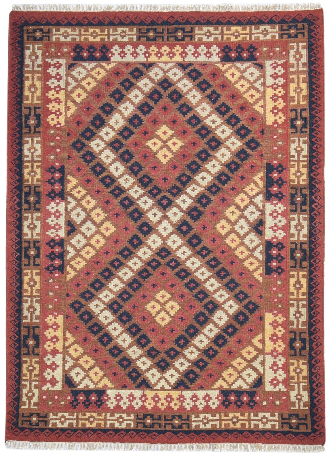 6' X 8' Rug Wool Rust Southwestern Dhurrie American Tribal Room Size Carpet 