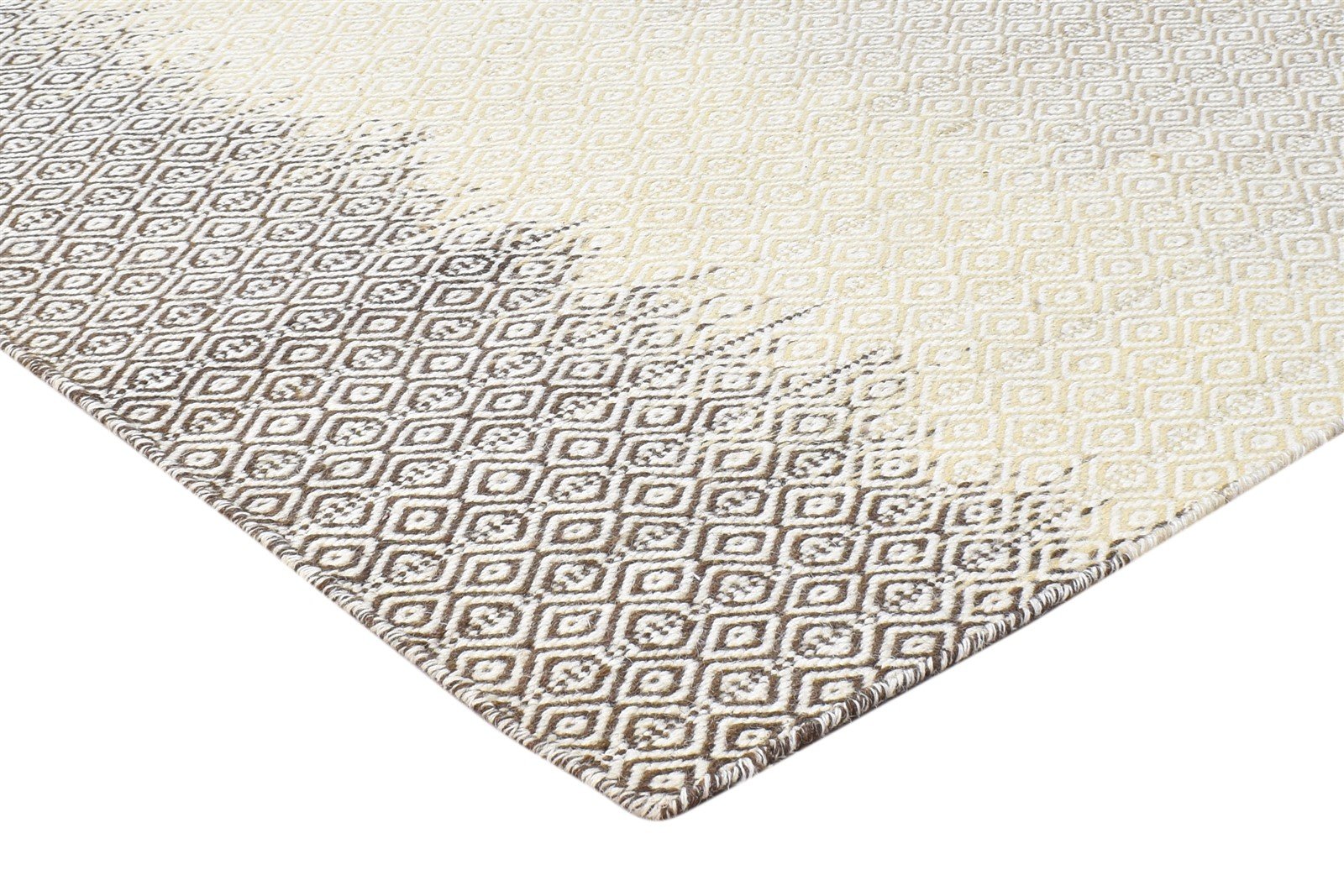 Beige Wool Rug 6' X 8' Modern Dhurrie Shibori Ombre Room Size Carpet 