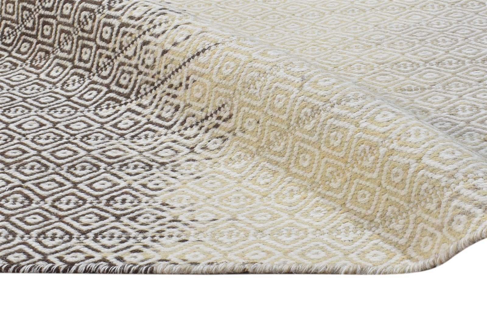 Beige Wool Rug 6' X 8' Modern Dhurrie Shibori Ombre Room Size Carpet 