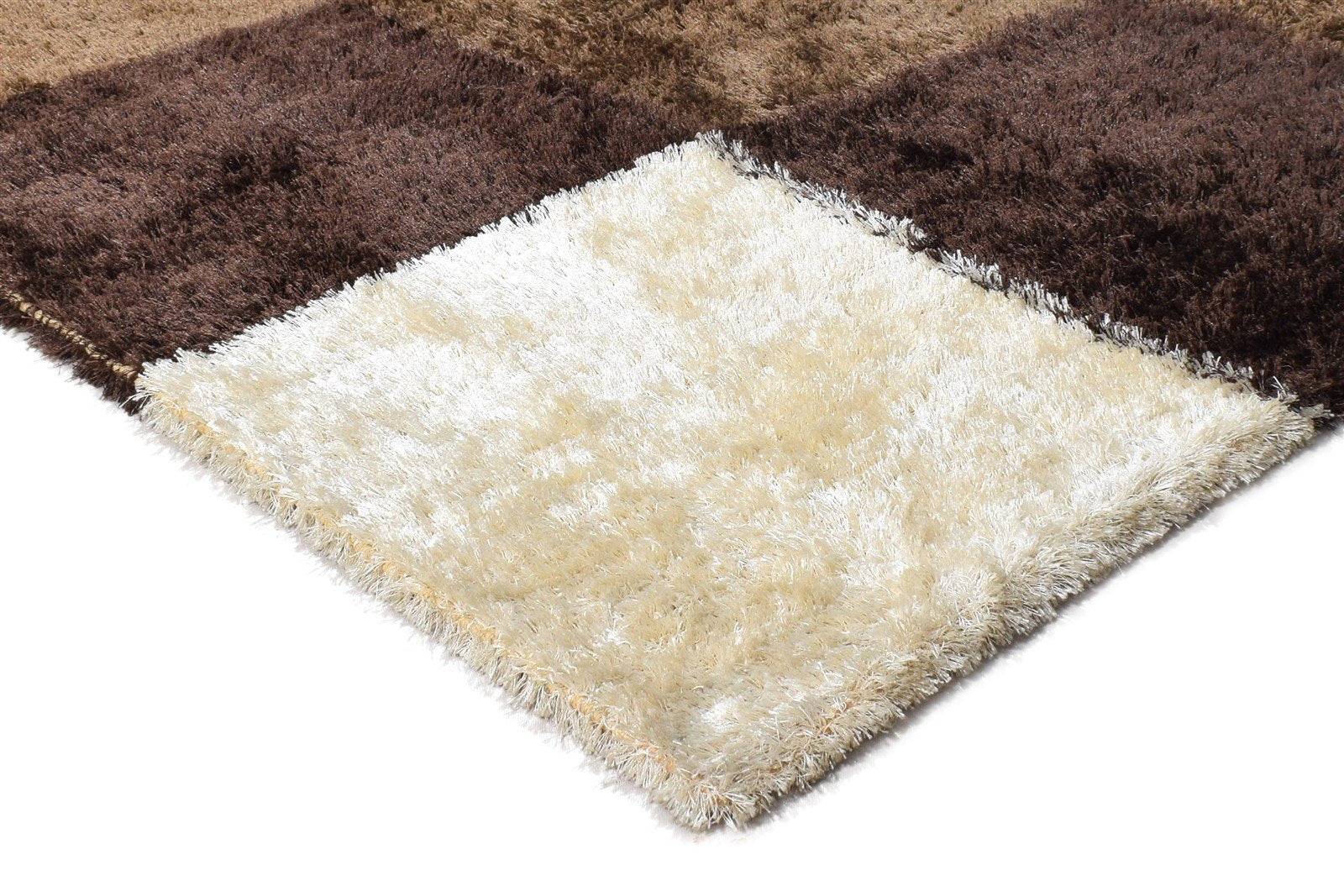 Flokati Brown Polyester Rug 5X8 Modern Scandinavian Geometric Room Size Carpet 