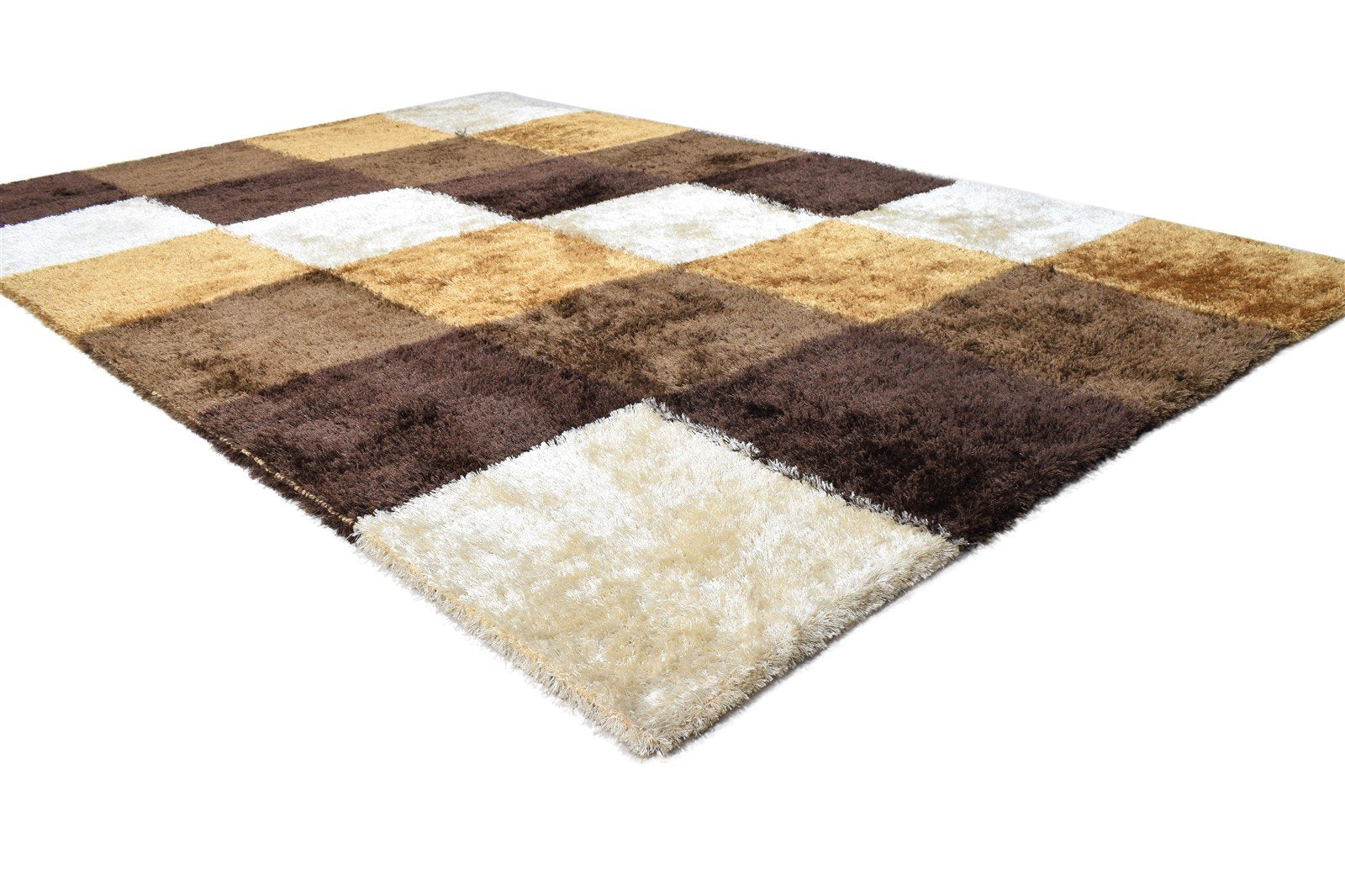 Flokati Brown Polyester Rug 5X8 Modern Scandinavian Geometric Room Size Carpet 