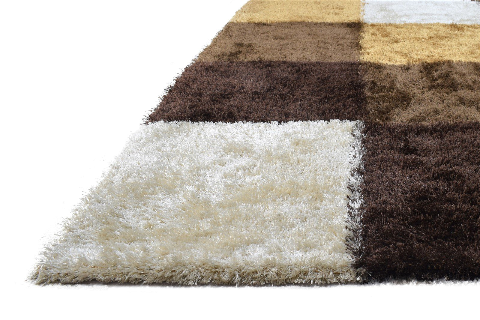 Flokati Brown Polyester Rug 5X8 Modern Scandinavian Geometric Room Size Carpet 