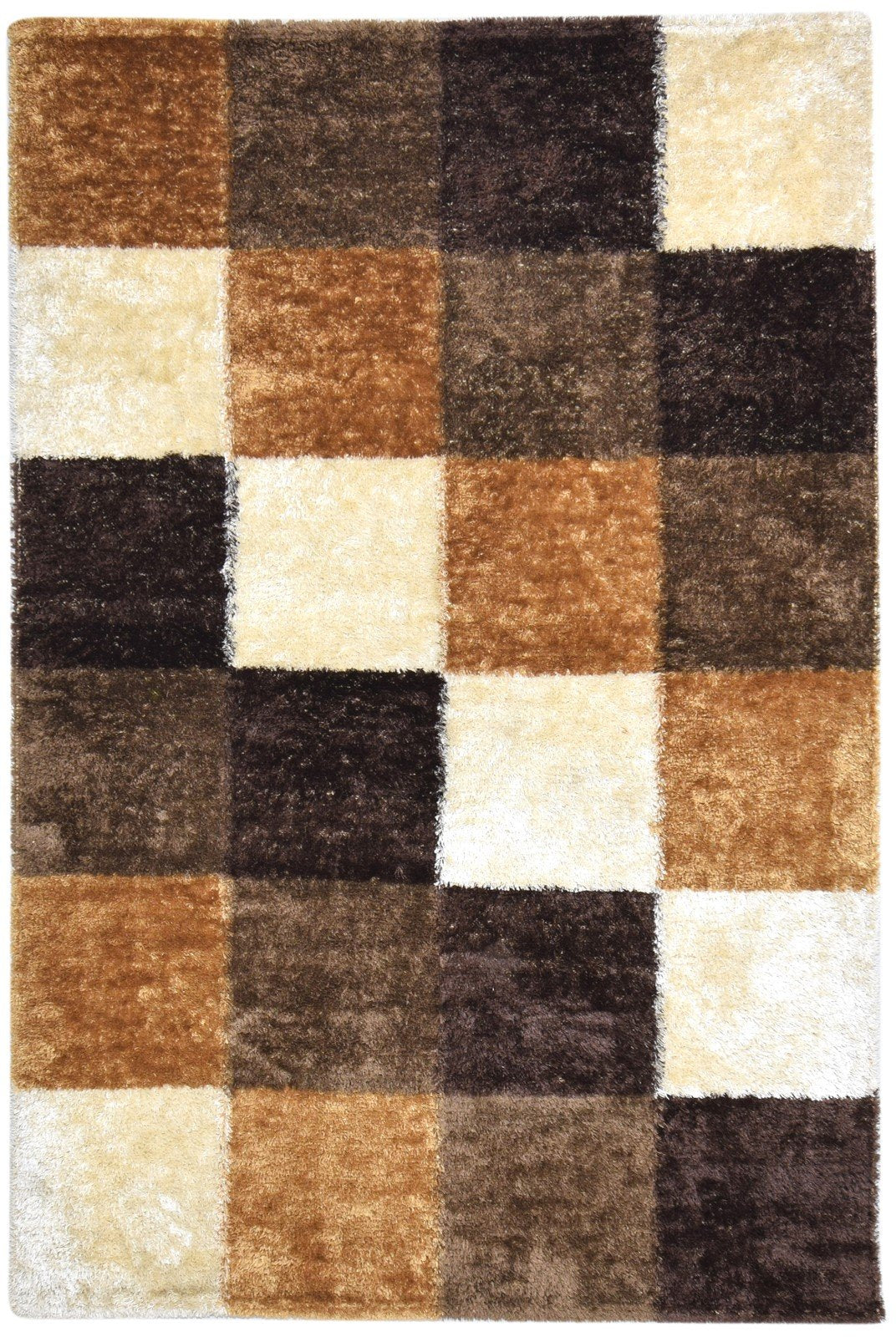 Flokati Brown Polyester Rug 5X8 Modern Scandinavian Geometric Room Size Carpet 