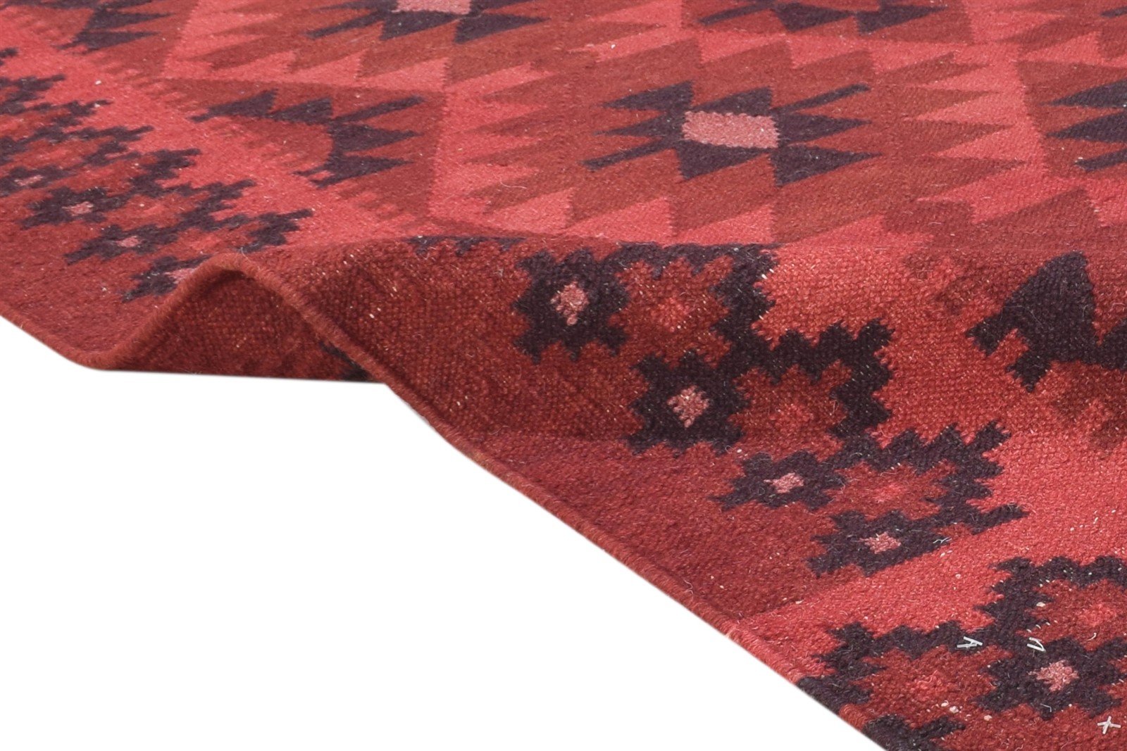 Wool Red Rug 6' X 8' Southwestern Dhurrie American Tribal Room Size Carpet 