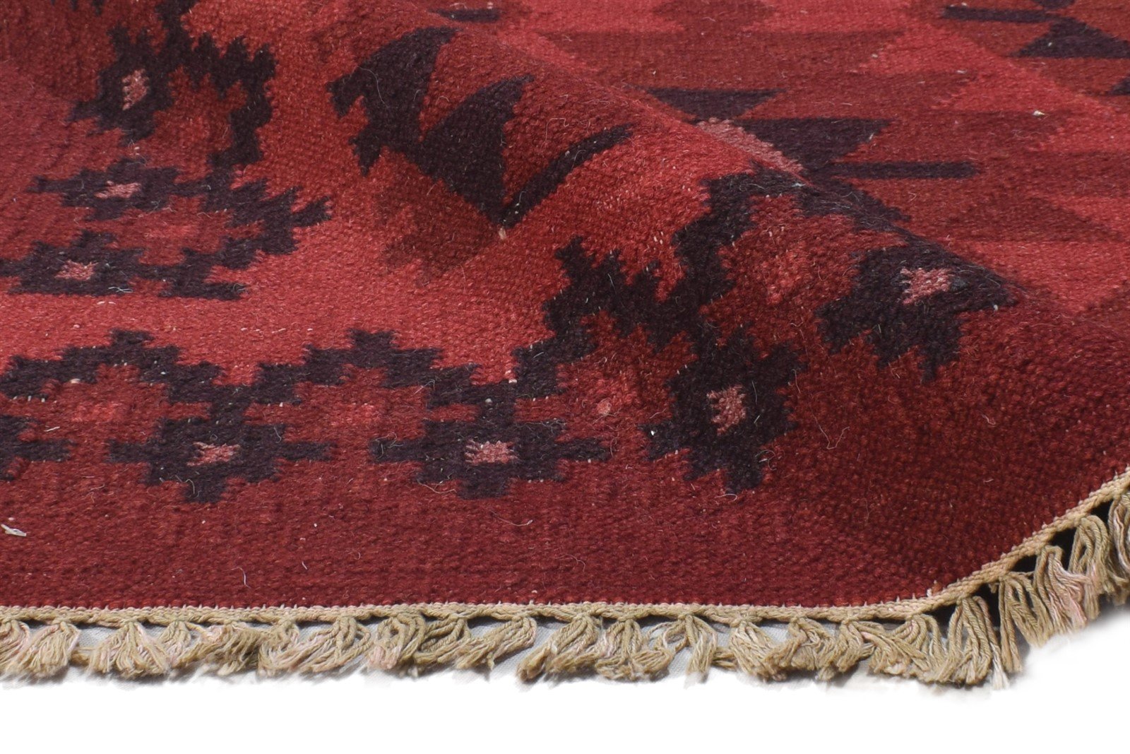 Wool Red Rug 6' X 8' Southwestern Dhurrie American Tribal Room Size Carpet 