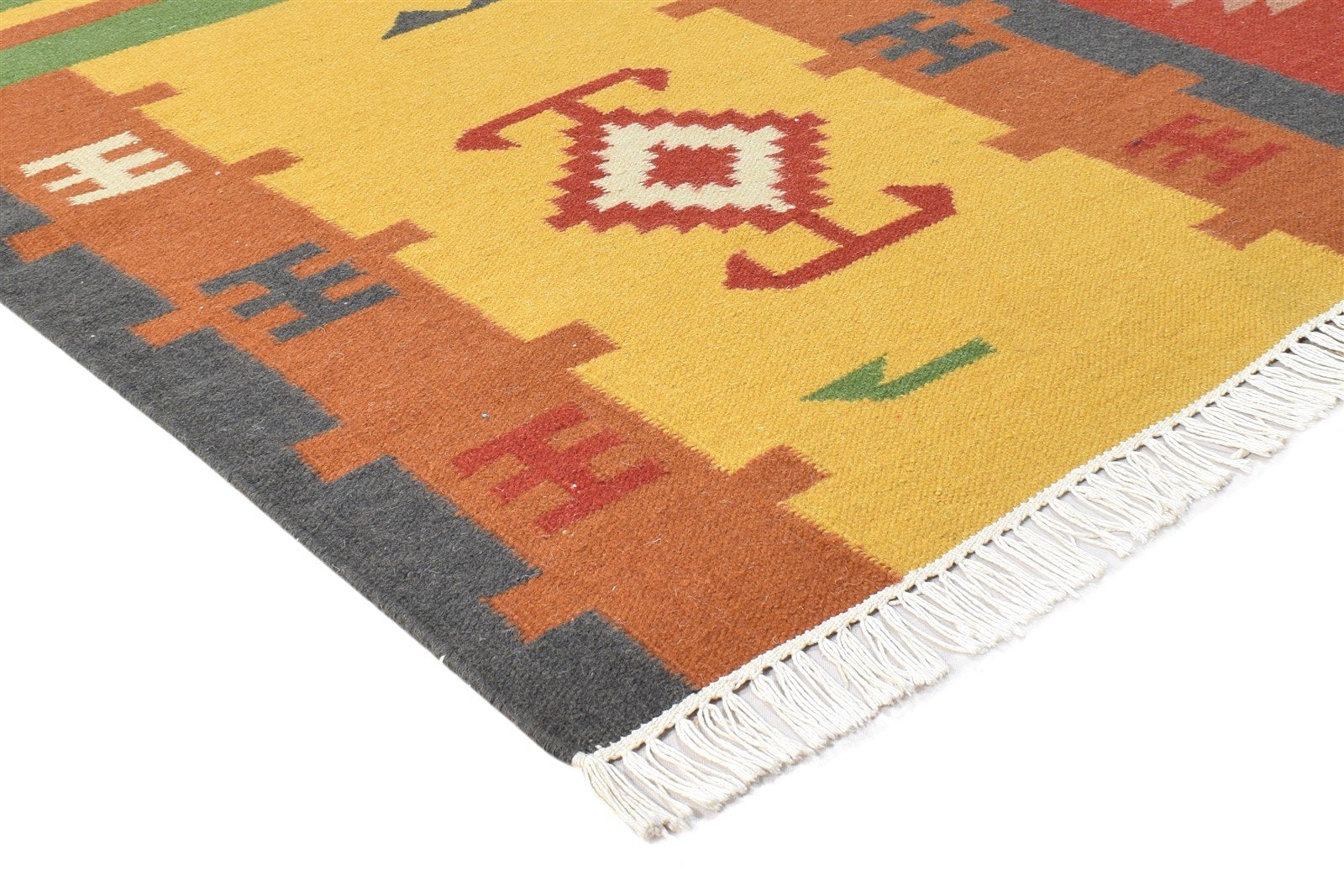 Dhurrie Multi Color Wool Rug 6X8 Southwestern American Tribal Room Size Carpet 