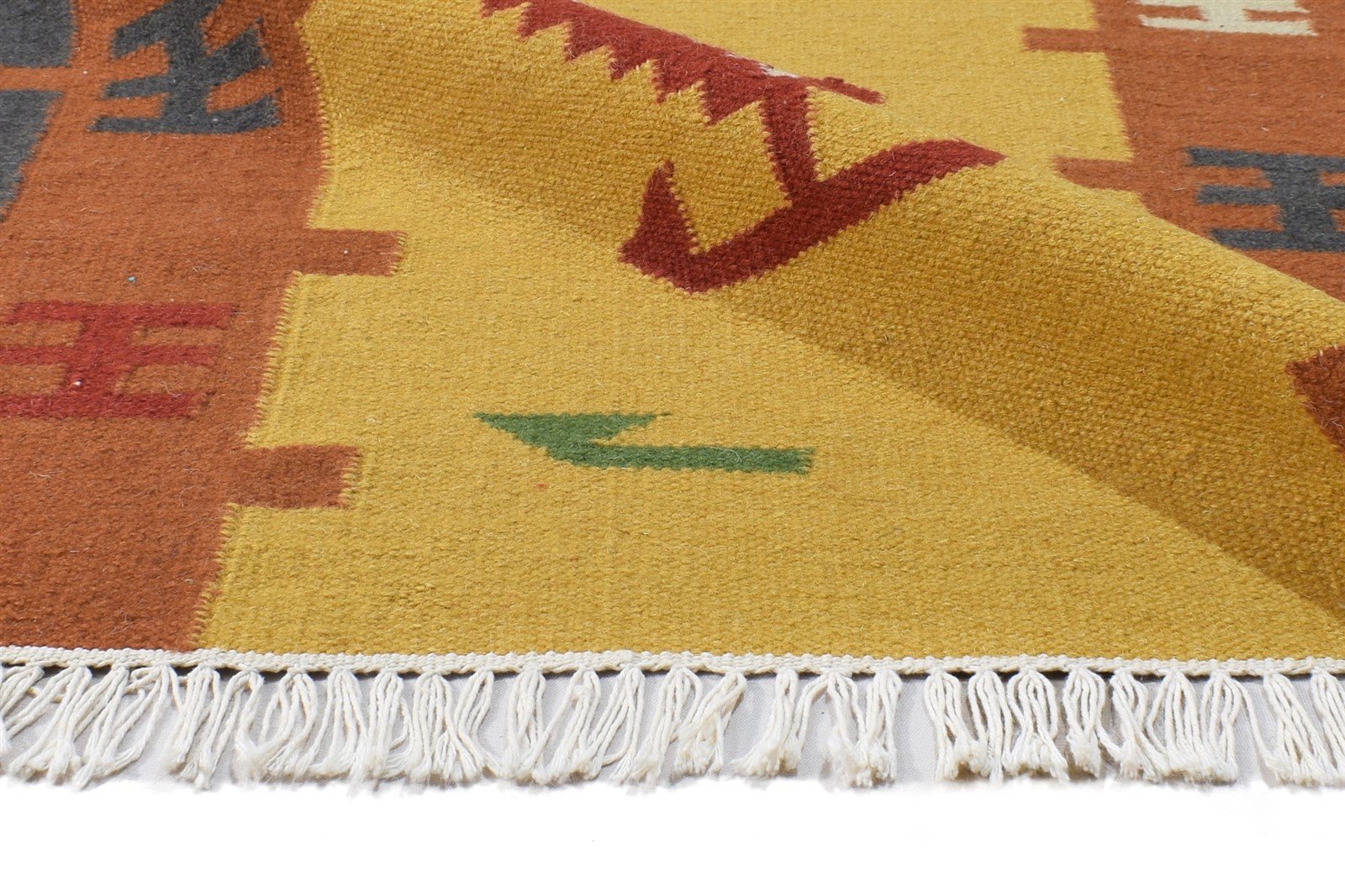 Dhurrie Multi Color Wool Rug 6X8 Southwestern American Tribal Room Size Carpet 