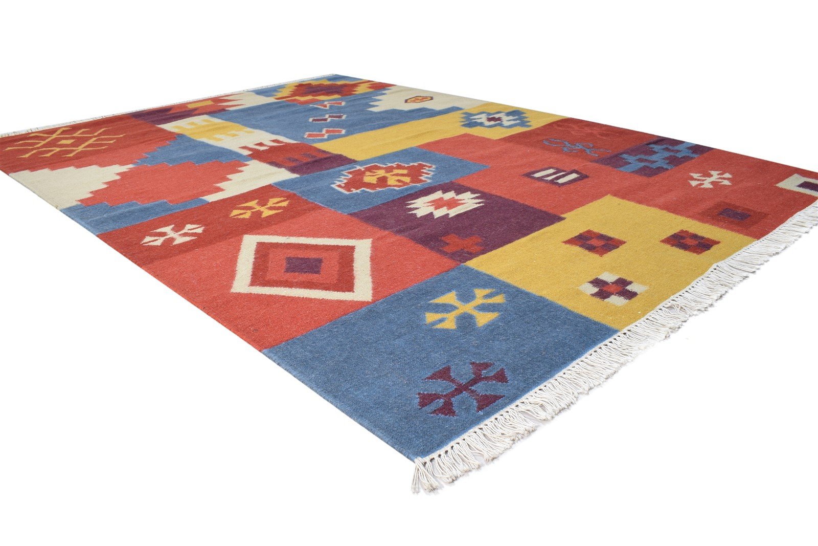 Wool Multi Color Rug 6X8 Southwestern Dhurrie American Tribal Room Size Carpet 