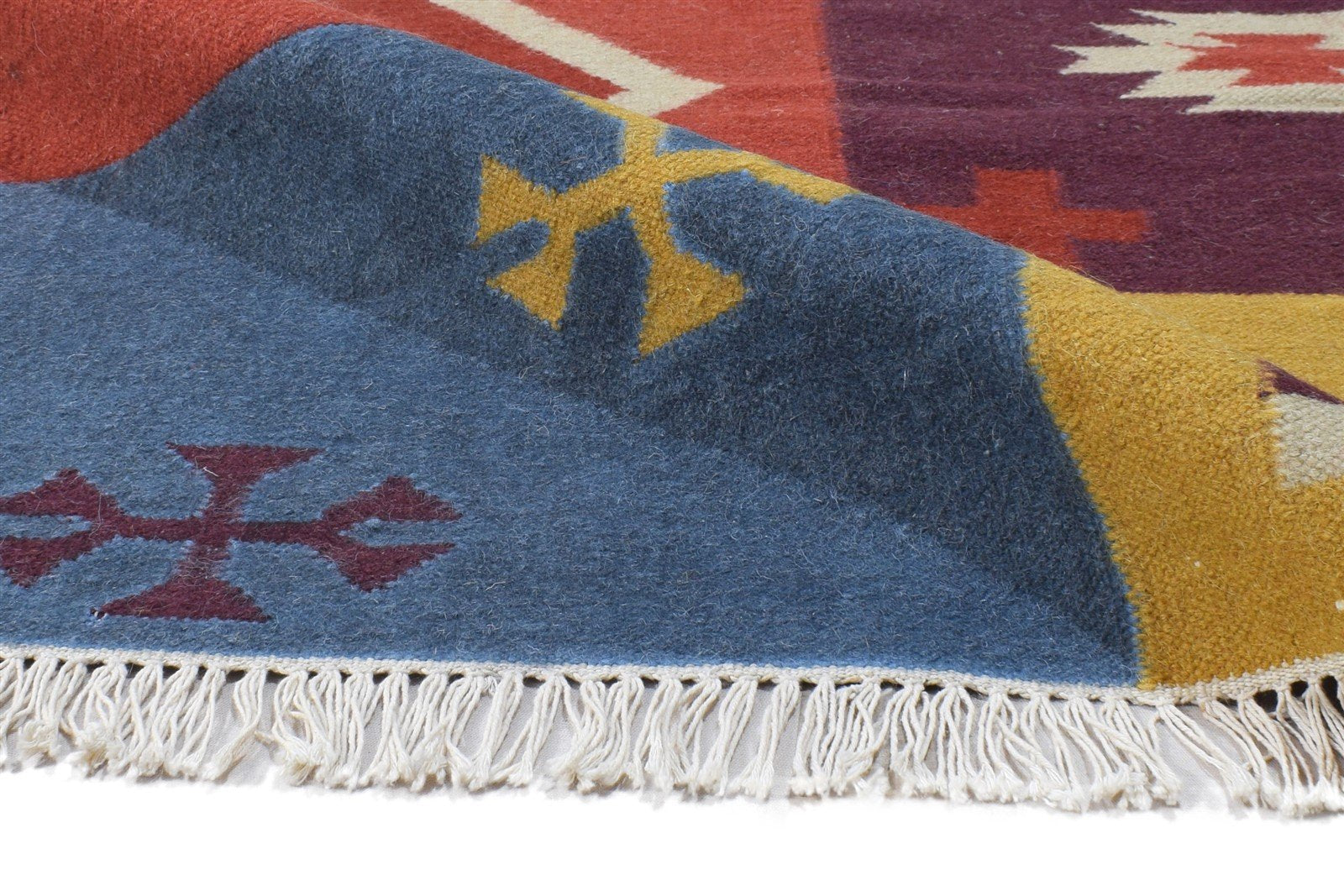 Wool Multi Color Rug 6X8 Southwestern Dhurrie American Tribal Room Size Carpet 