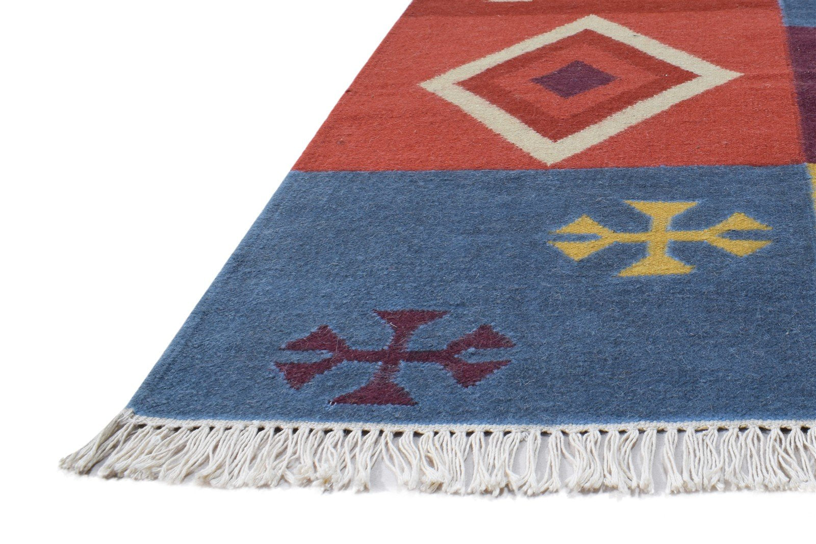 Wool Multi Color Rug 6X8 Southwestern Dhurrie American Tribal Room Size Carpet 