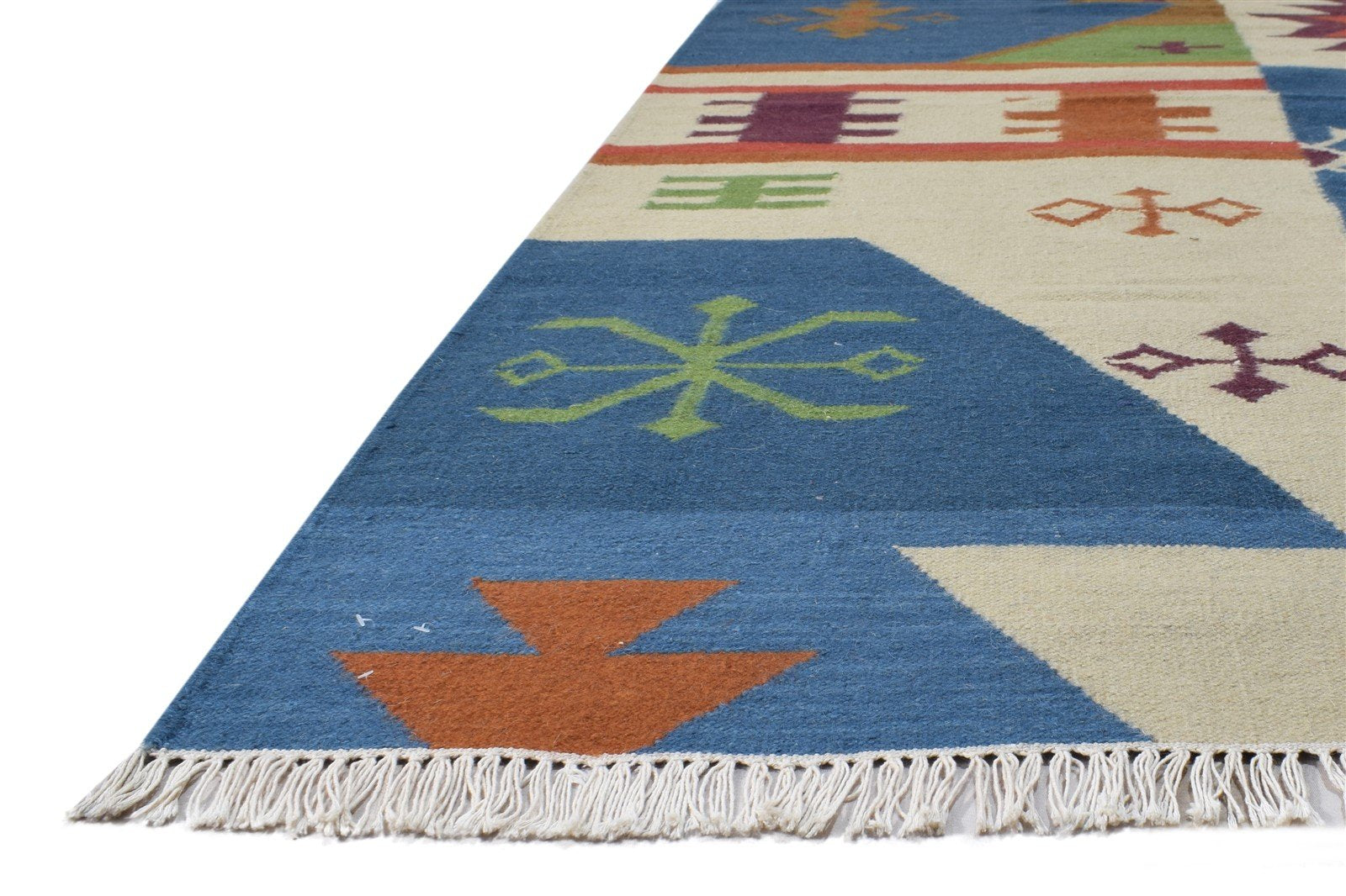 Multi Color Wool Rug 6X8 Southwestern Dhurrie American Tribal Room Size Carpet 