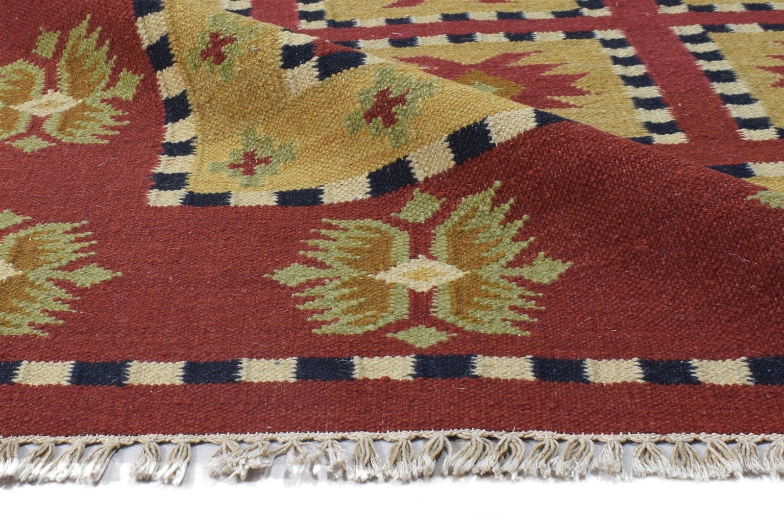 6' X 8' Rug Wool Rust Southwestern Dhurrie American Tribal Room Size Carpet 