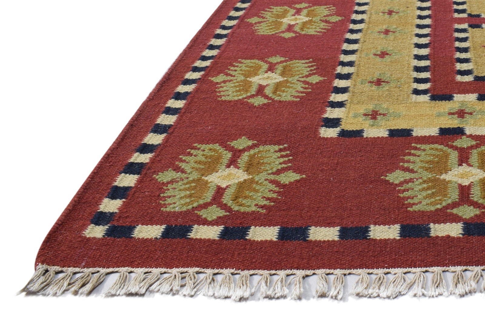 6' X 8' Rug Wool Rust Southwestern Dhurrie American Tribal Room Size Carpet 