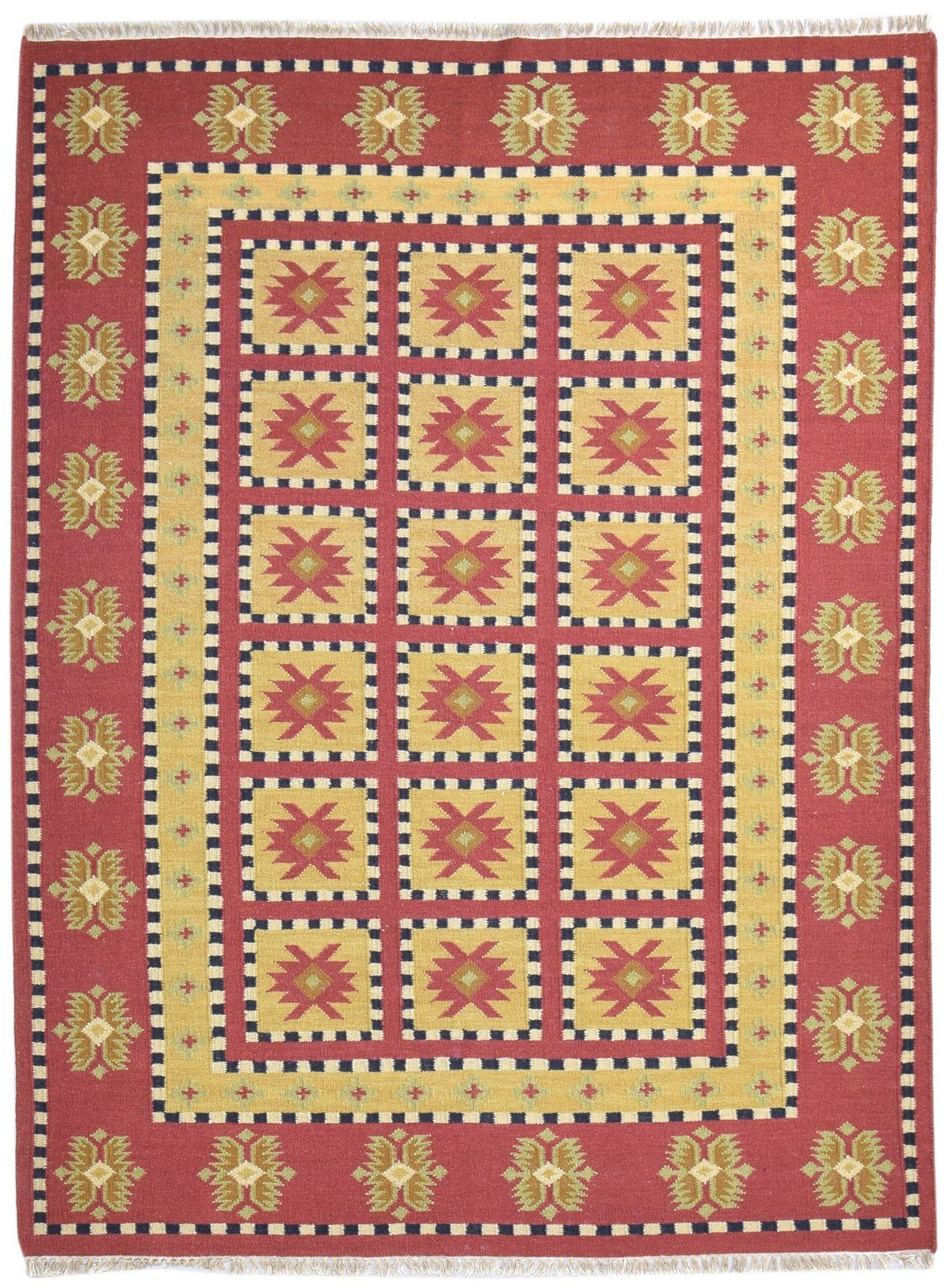 6' X 8' Rug Wool Rust Southwestern Dhurrie American Tribal Room Size Carpet 