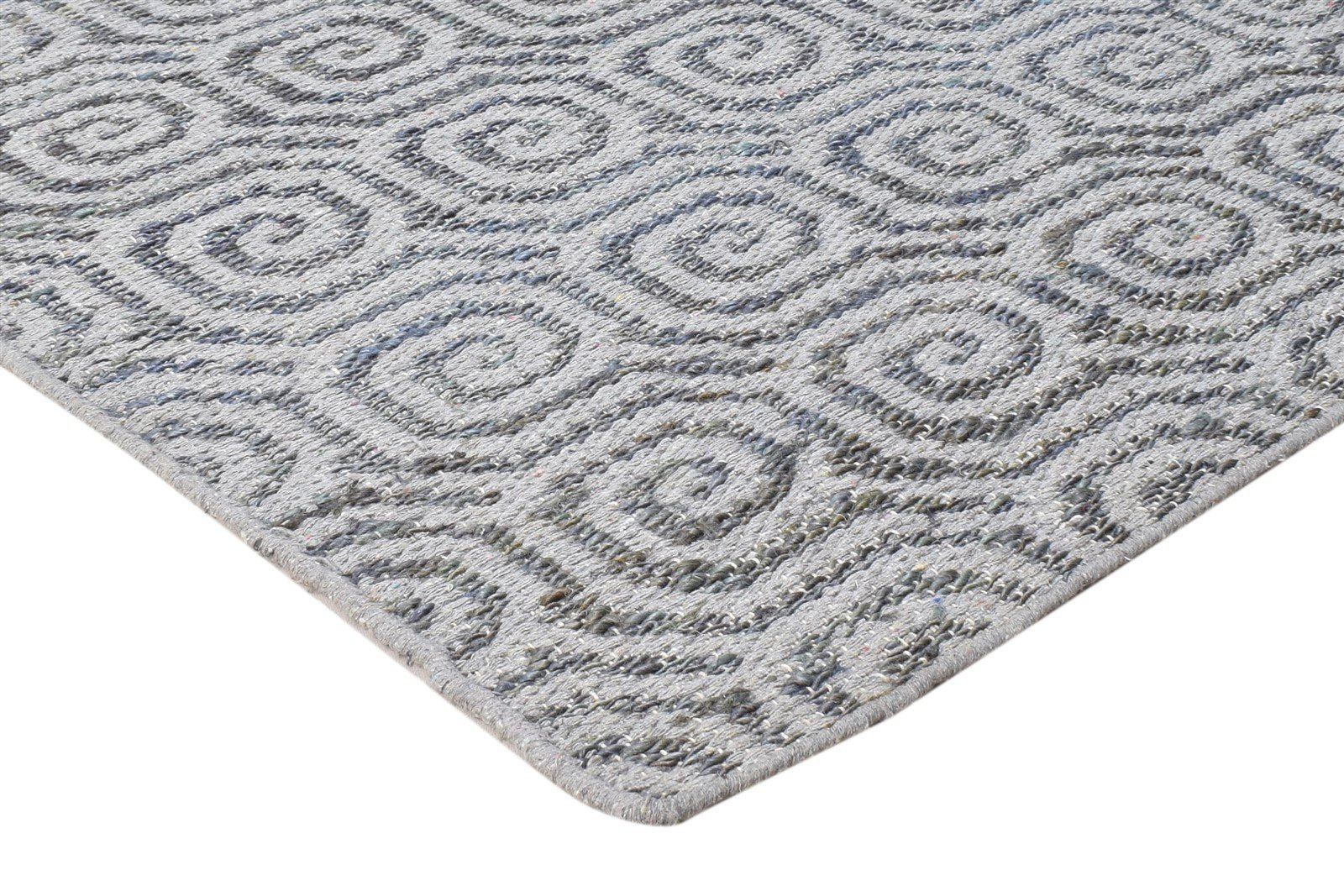 Hand Woven Grey Wool Rug 5' X 8' Modern Moroccan Geometric Room Size Carpet 