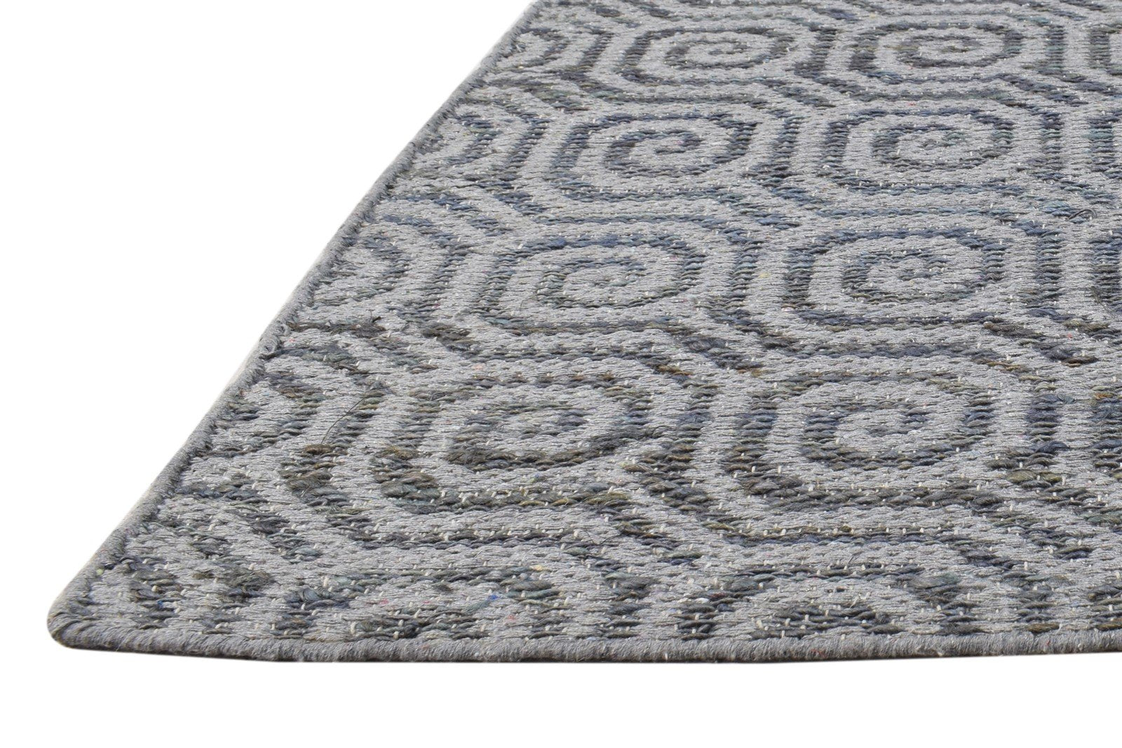 Hand Woven Grey Wool Rug 5' X 8' Modern Moroccan Geometric Room Size Carpet 