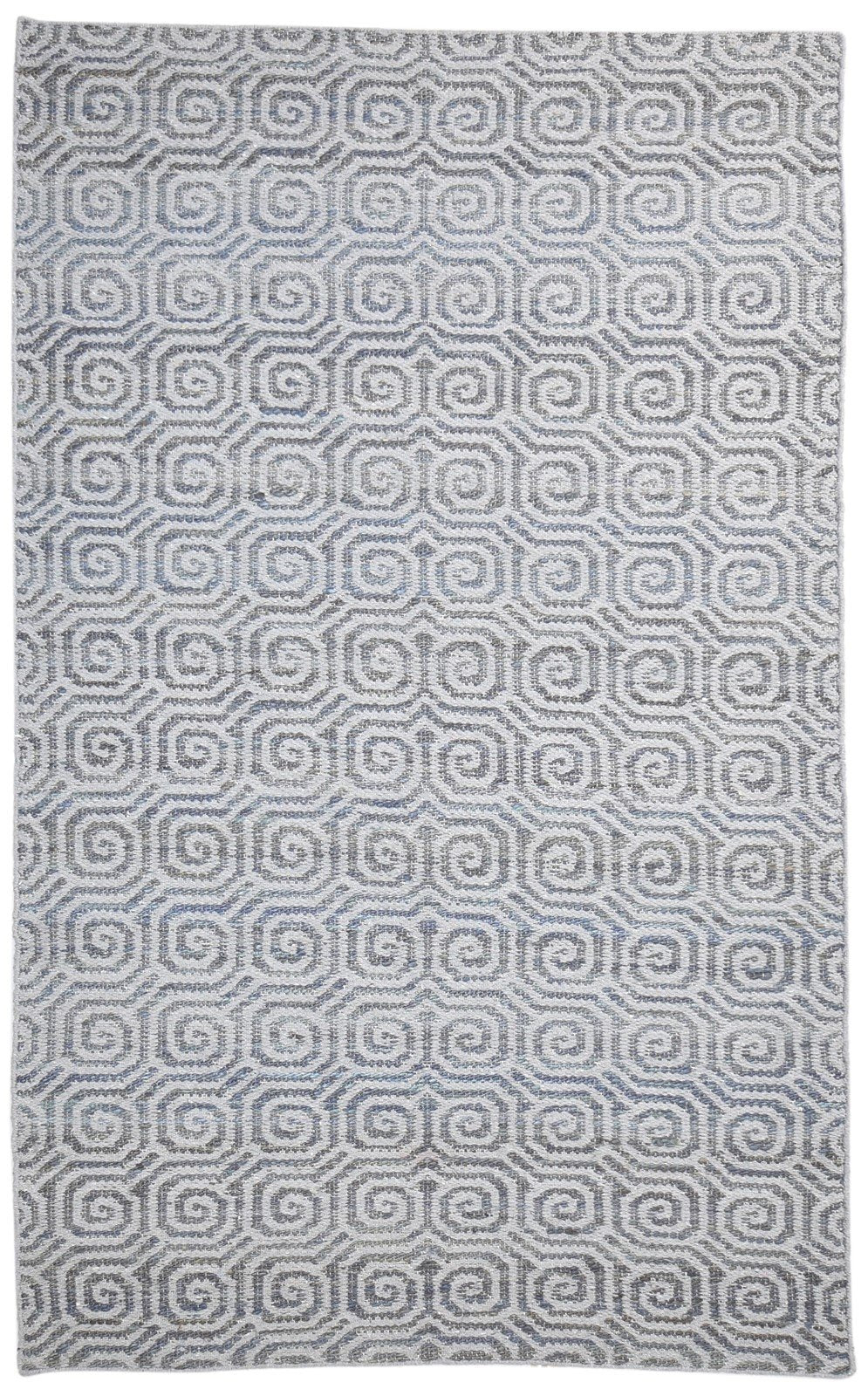 Hand Woven Grey Wool Rug 5' X 8' Modern Moroccan Geometric Room Size Carpet 