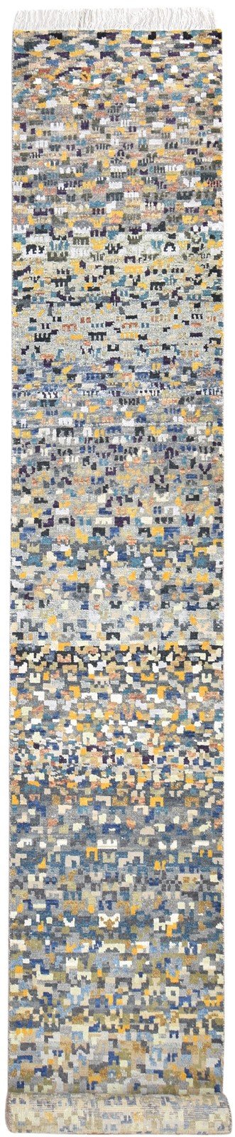 26X16 Rug Wool Multi Color Modern Hand Knotted American Abstract Small Runner 