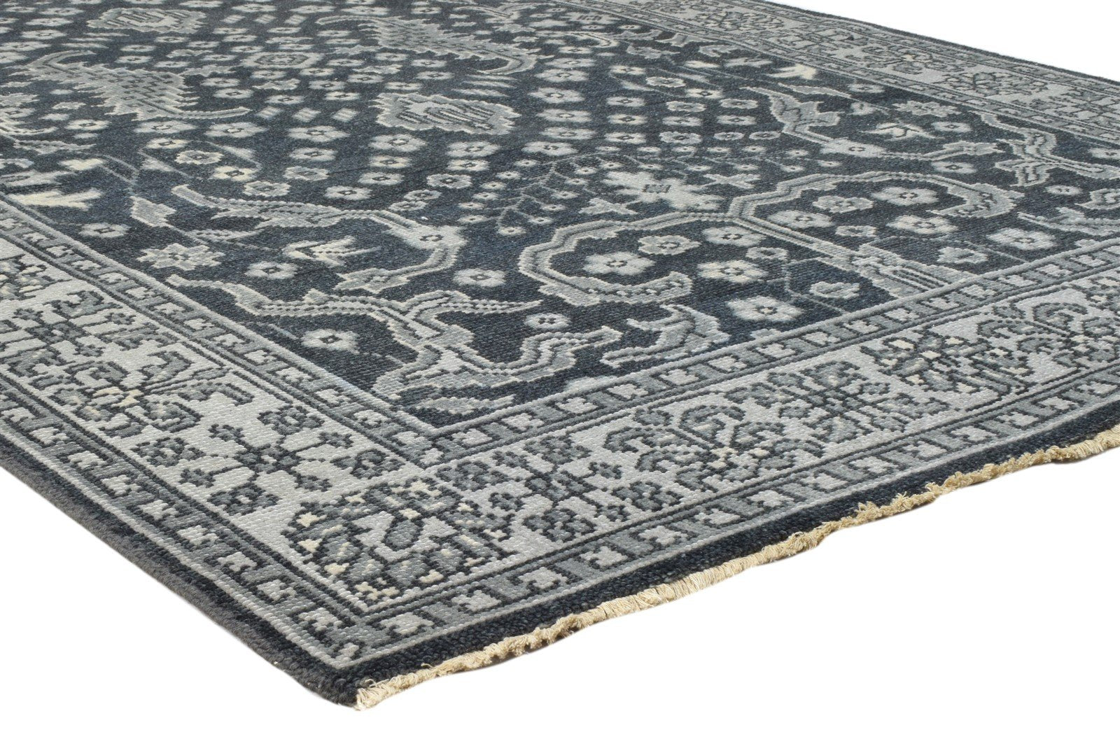 Black Wool Rug 6' X 9' Persian Hand Knotted Kazak Oriental Room Size Carpet 