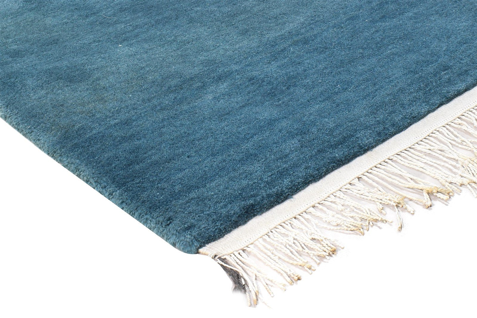 Wool Teal Blue Rug 2' X 3' Modern Hand Knotted Scandinavian Solid Small Carpet 