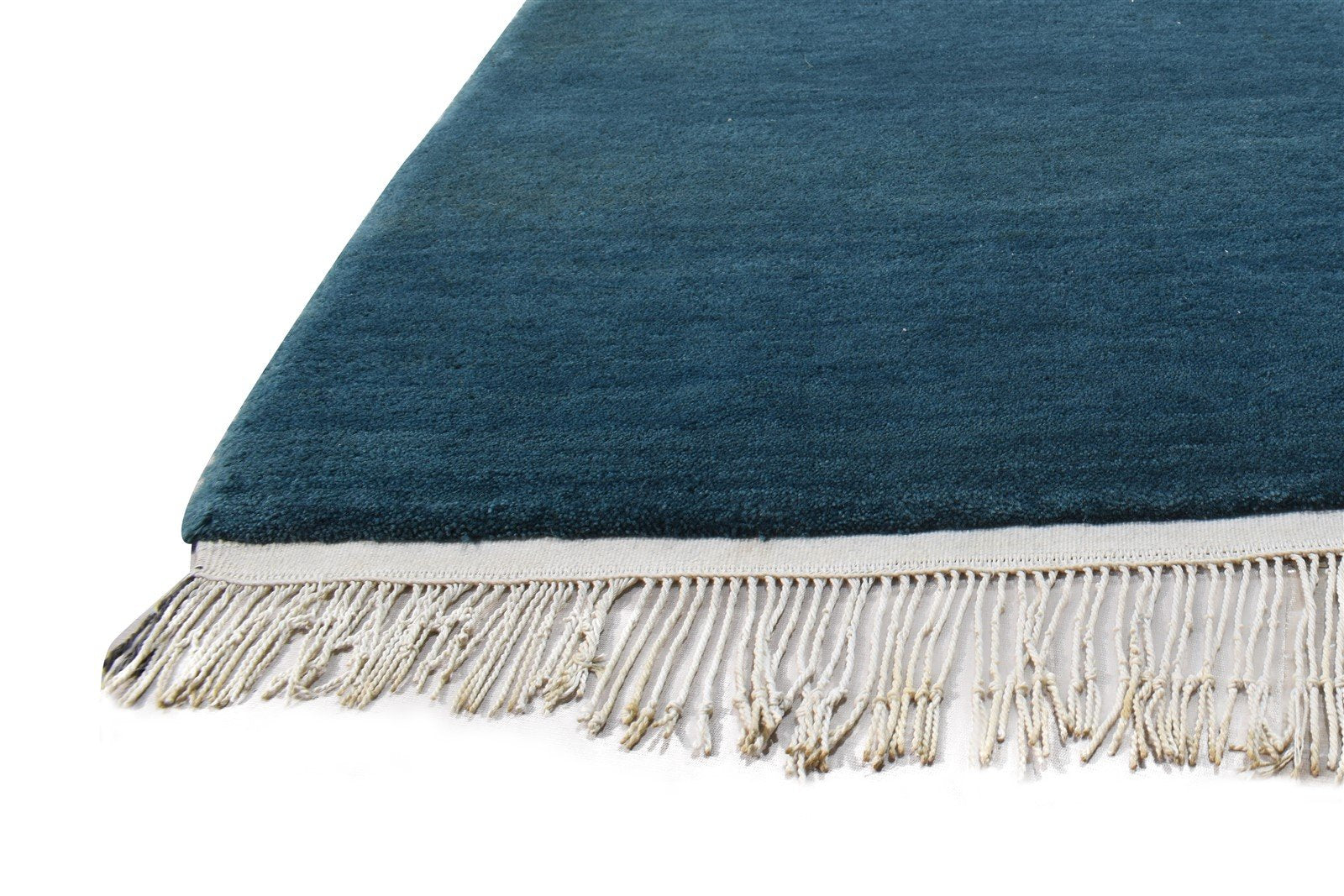 Wool Teal Blue Rug 2' X 3' Modern Hand Knotted Scandinavian Solid Small Carpet 