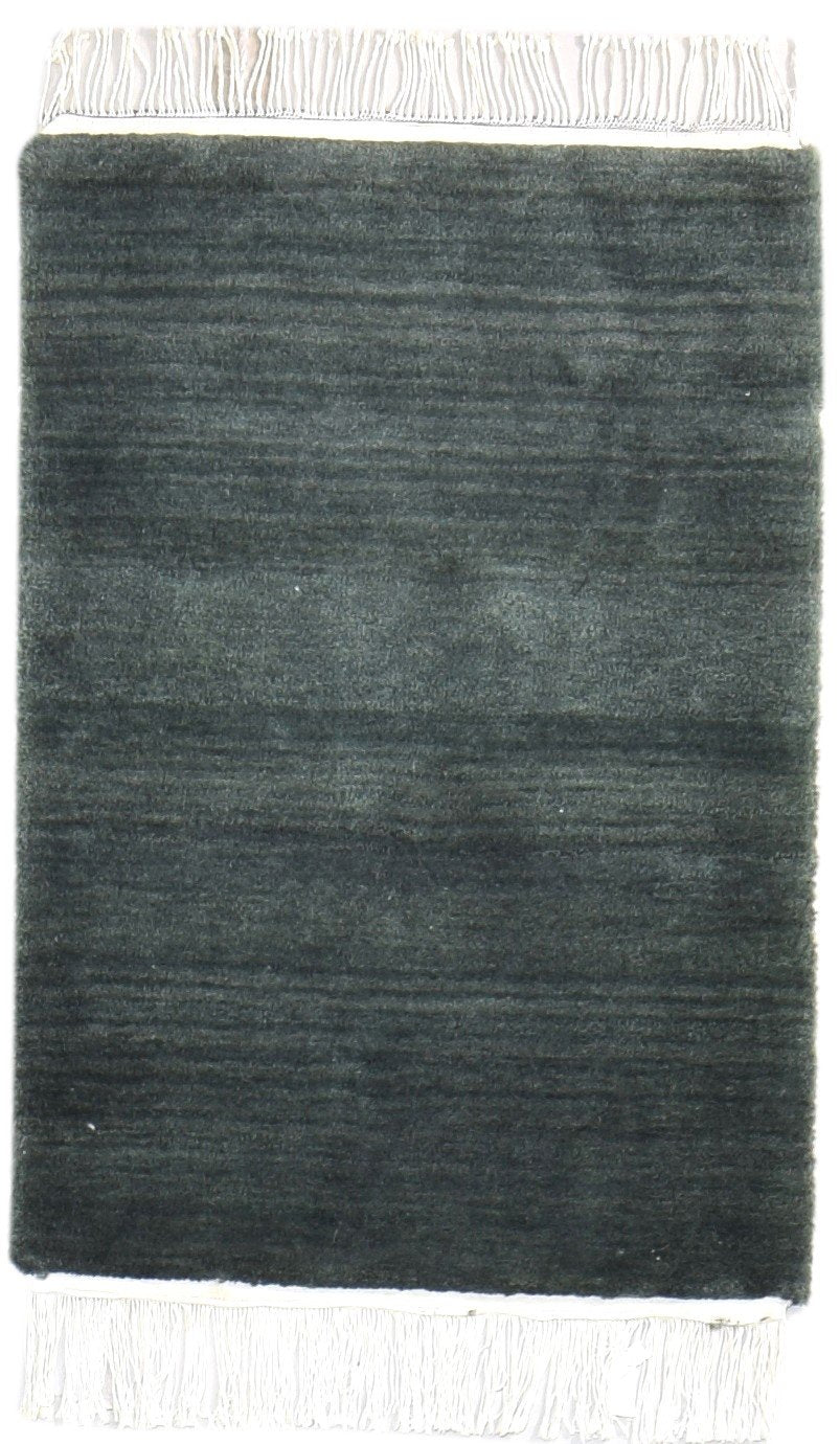 Charcoal Wool Rug 2' X 3' Modern Hand Knotted Scandinavian Solid Small Carpet 