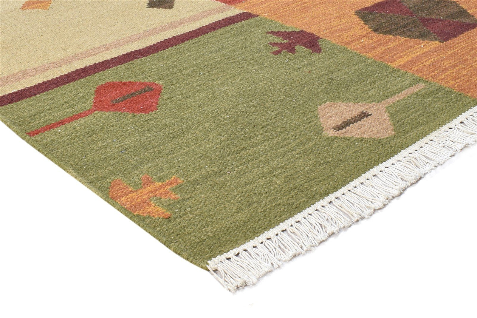 Dhurrie Multi Color Wool Rug 5X8 Southwestern American Tribal Room Size Carpet 