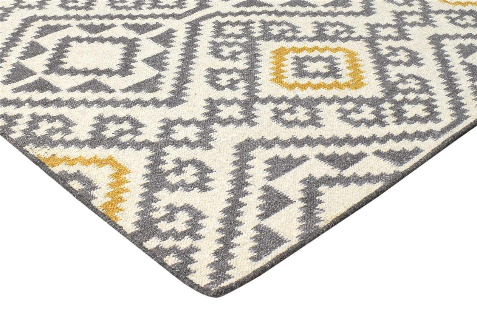 5' X 8' Rug Wool Off-White Southwestern Dhurrie American Tribal Room Size Carpet 