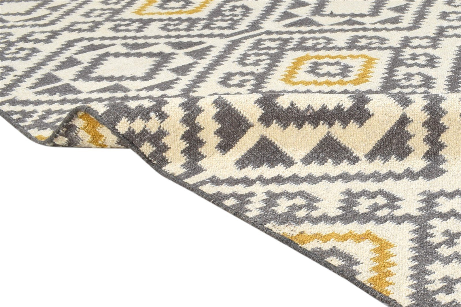 5' X 8' Rug Wool Off-White Southwestern Dhurrie American Tribal Room Size Carpet 