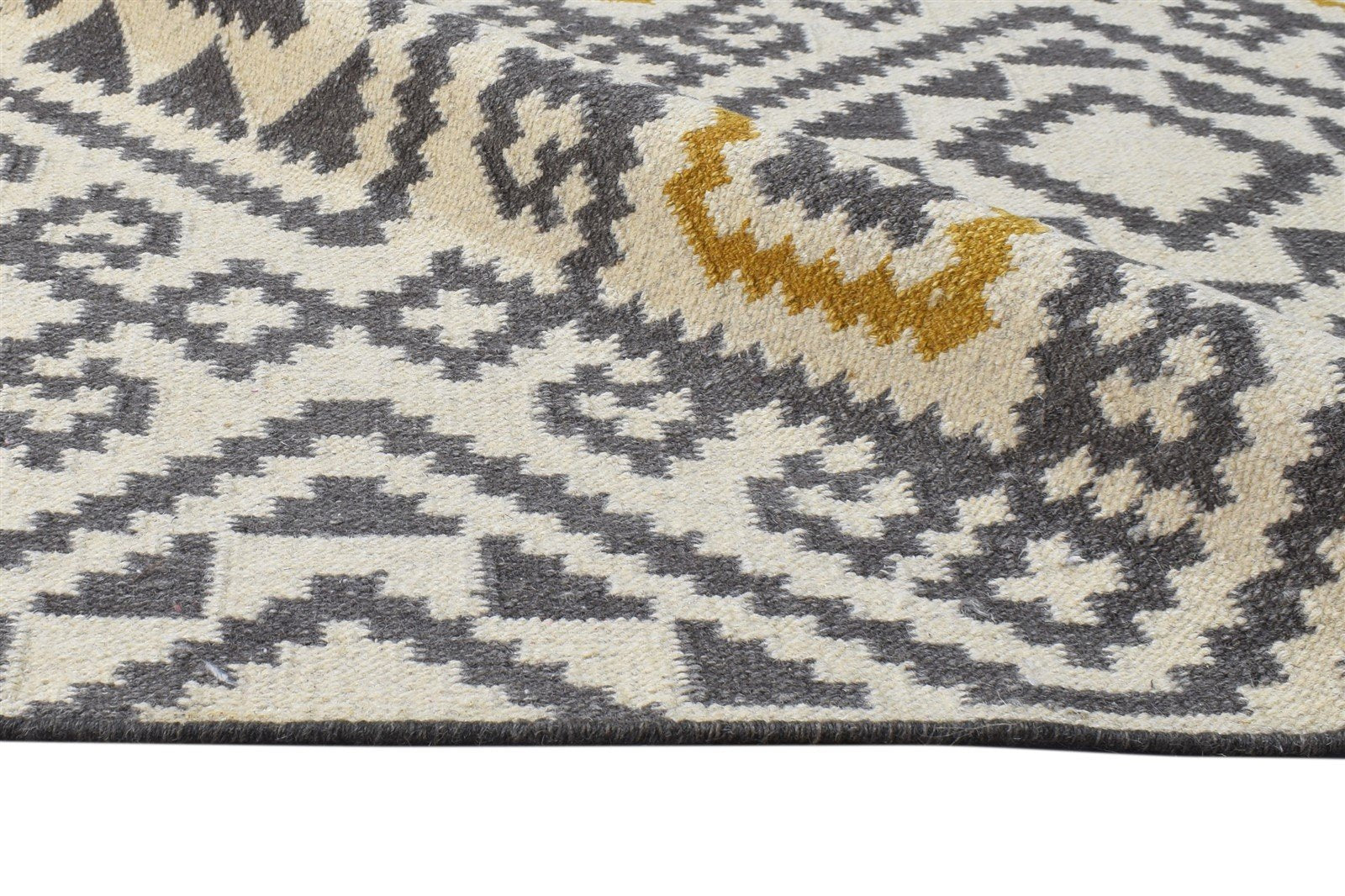 5' X 8' Rug Wool Off-White Southwestern Dhurrie American Tribal Room Size Carpet 