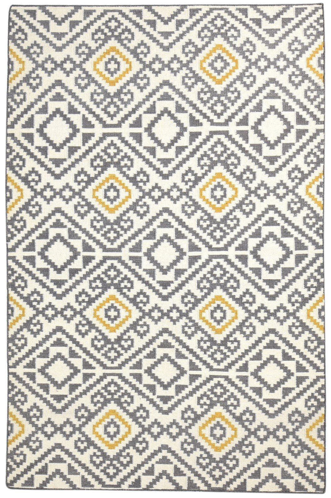 5' X 8' Rug Wool Off-White Southwestern Dhurrie American Tribal Room Size Carpet 