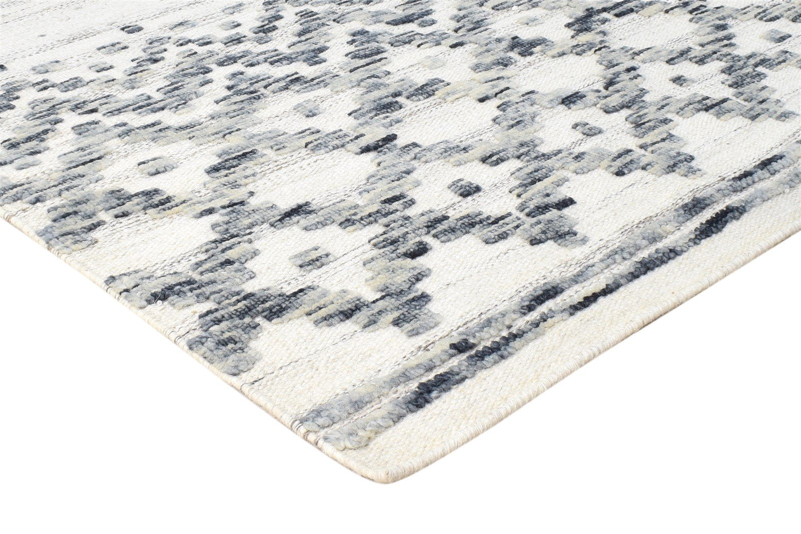 Off-White Wool Rug 6' X 8' Modern Dhurrie Scandinavian Nordic Room Size Carpet 