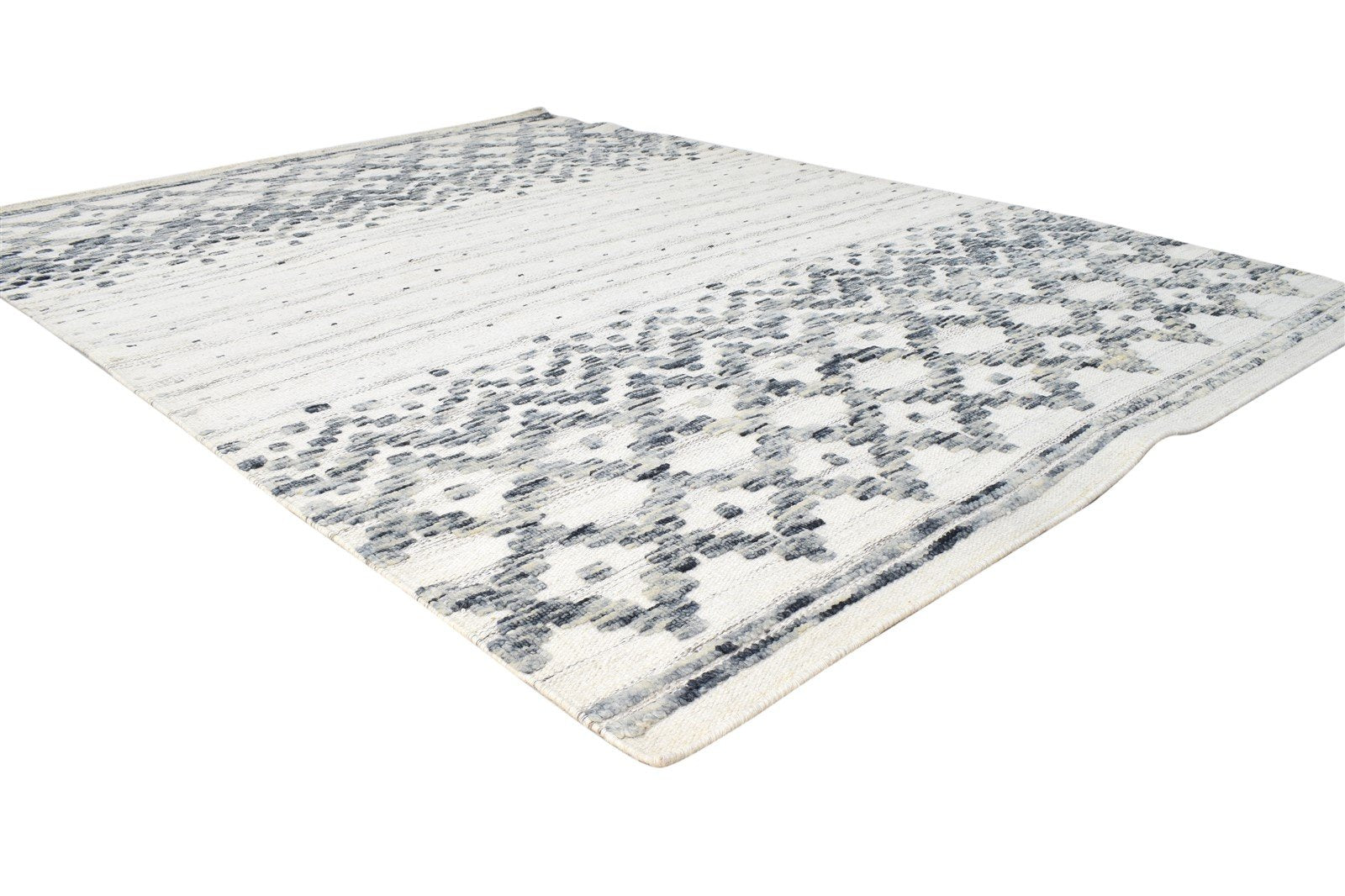 Off-White Wool Rug 6' X 8' Modern Dhurrie Scandinavian Nordic Room Size Carpet 