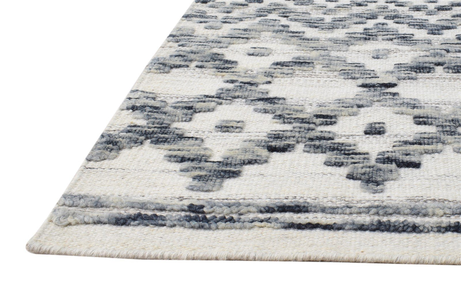 Off-White Wool Rug 6' X 8' Modern Dhurrie Scandinavian Nordic Room Size Carpet 