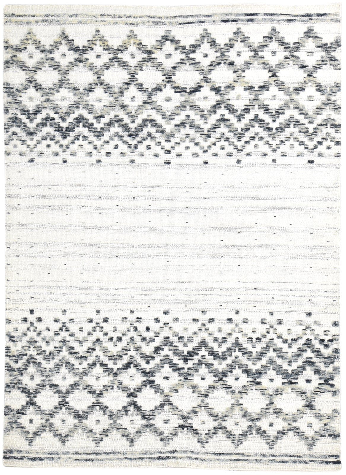 Off-White Wool Rug 6' X 8' Modern Dhurrie Scandinavian Nordic Room Size Carpet 