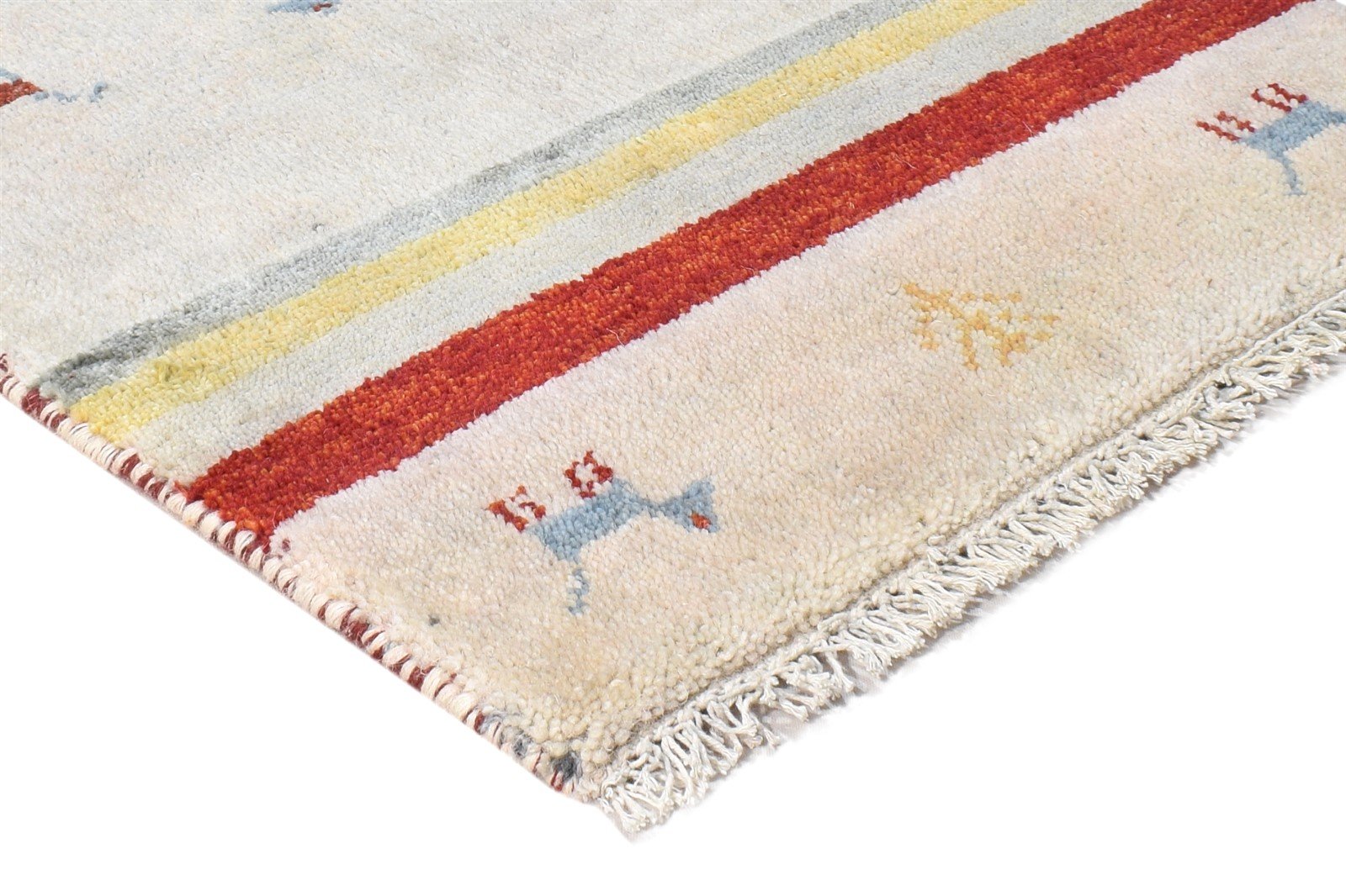 Hand Knotted Off-White Wool Rug 2X3 Southwestern American Tribal Small Carpet 