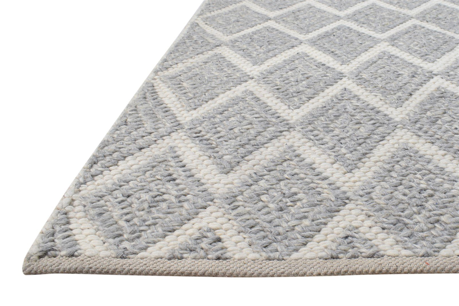 Grey Wool Rug 5' X 8' Modern Hand Woven Scandinavian Chevron Room Size Carpet 