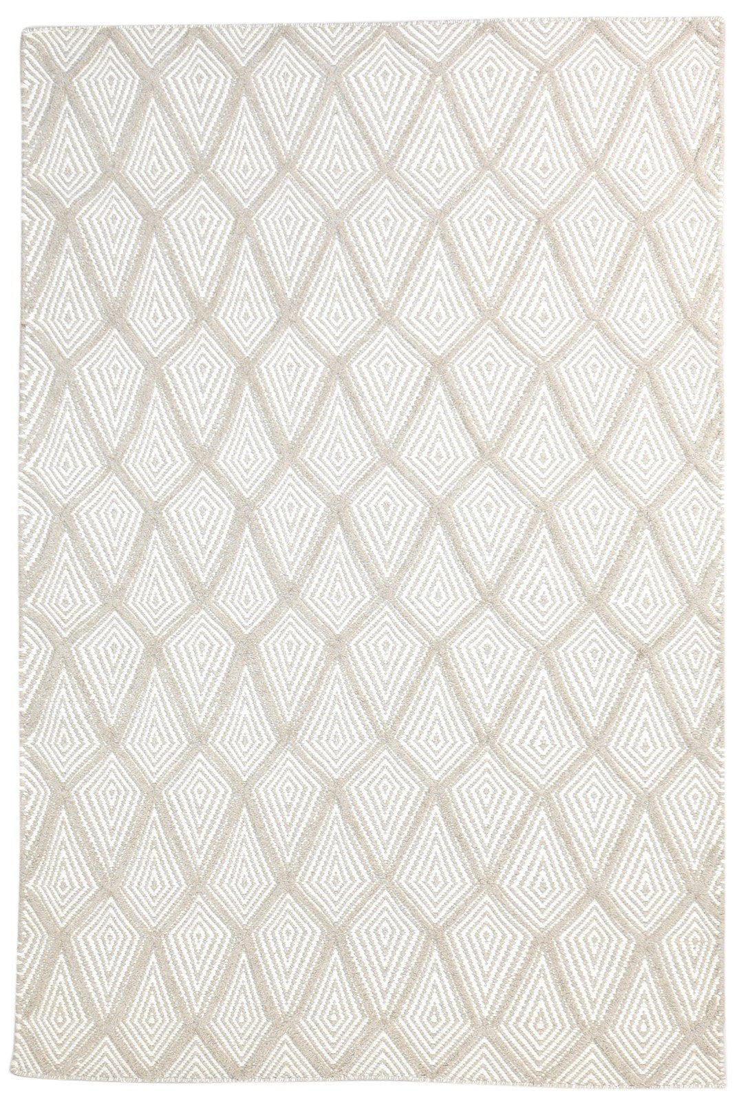 Hand Woven Off-White Wool Rug 5' X 8' Modern Moroccan Diamond Room Size Carpet 