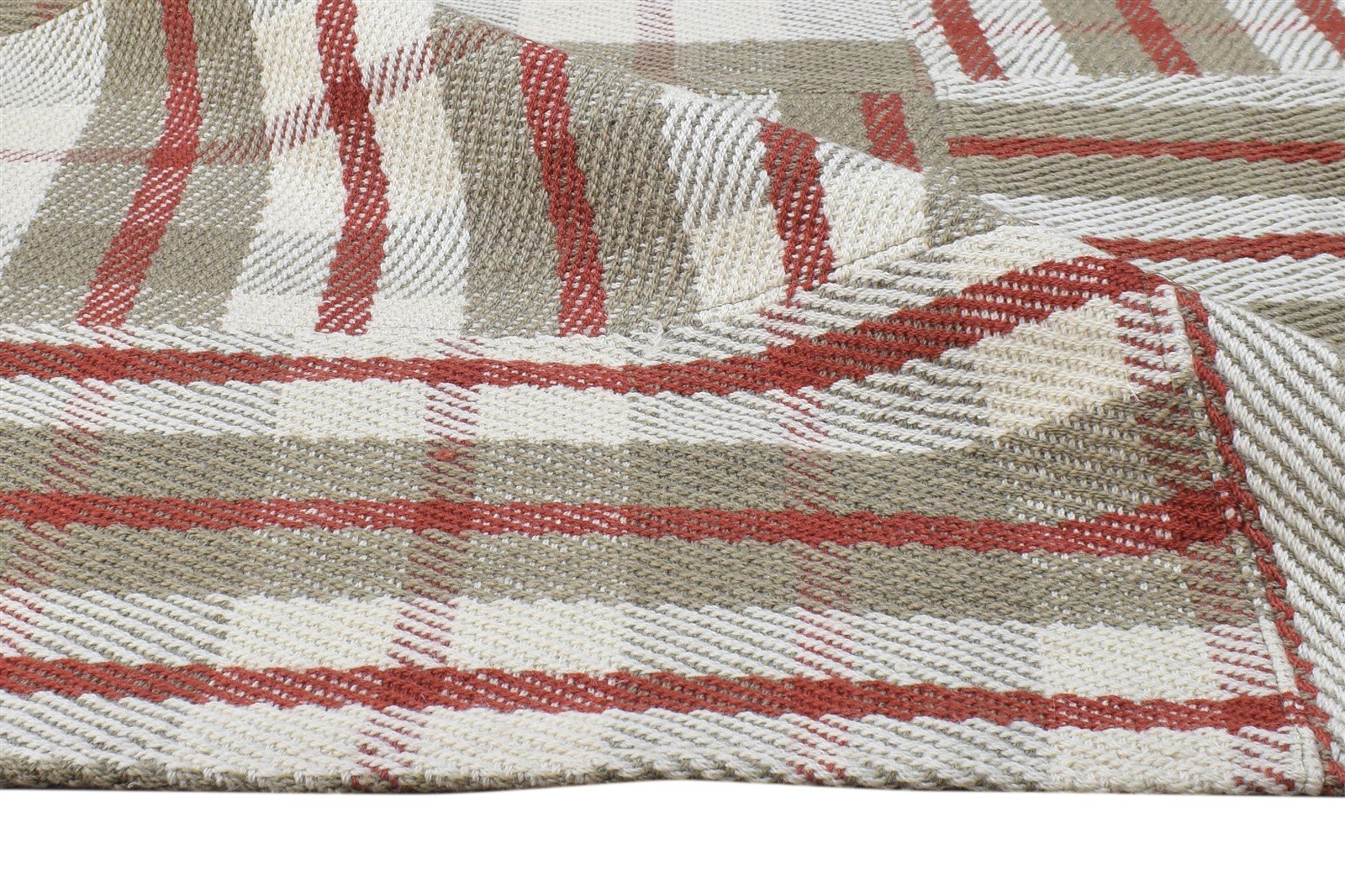 5X8 Rug Wool Off-White Modern Jacquard Loom Scandinavian Plaids Room Size Carpet 