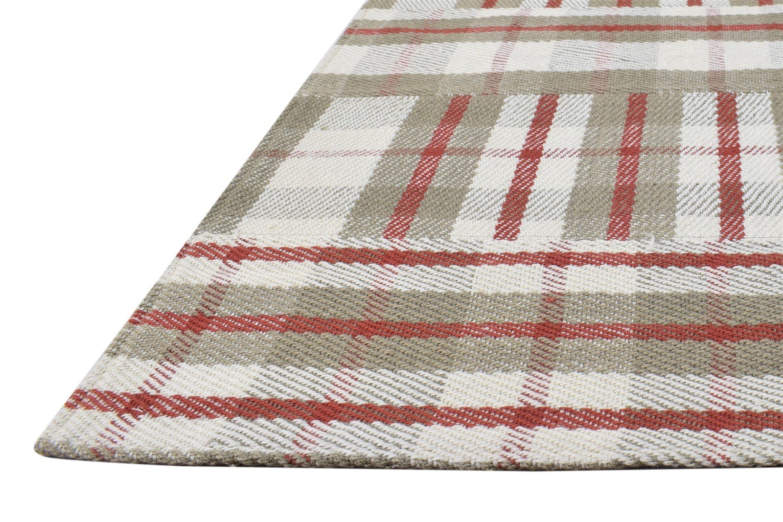 5X8 Rug Wool Off-White Modern Jacquard Loom Scandinavian Plaids Room Size Carpet 