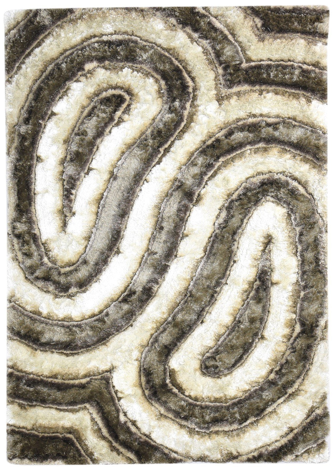 Polypropylene Olive Rug 5X8 Modern Hand Tufted American Swirls Room Size Carpet 