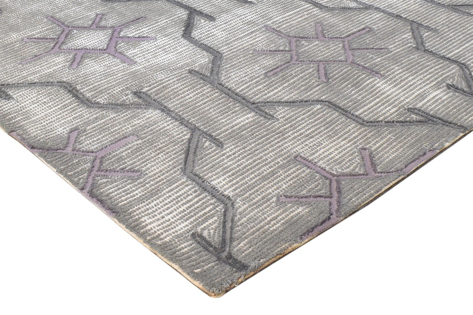 Hand Tufted Light Grey Wool Rug 5' X 8' Modern Moroccan Trellis Room Size Carpet 