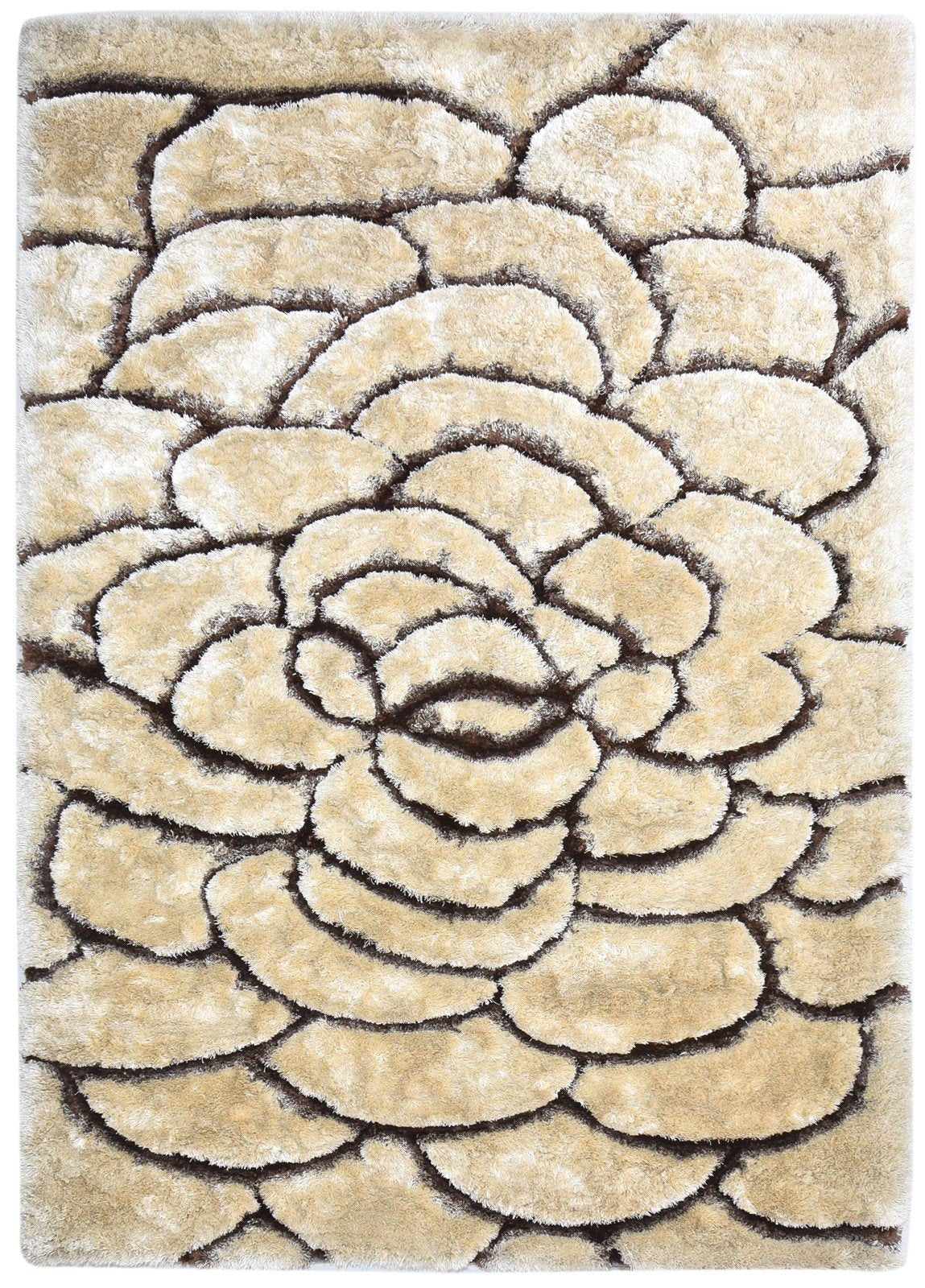 6X8 Rug Polypropylene Beige Modern Hand Tufted French Floral Room Size Carpet 