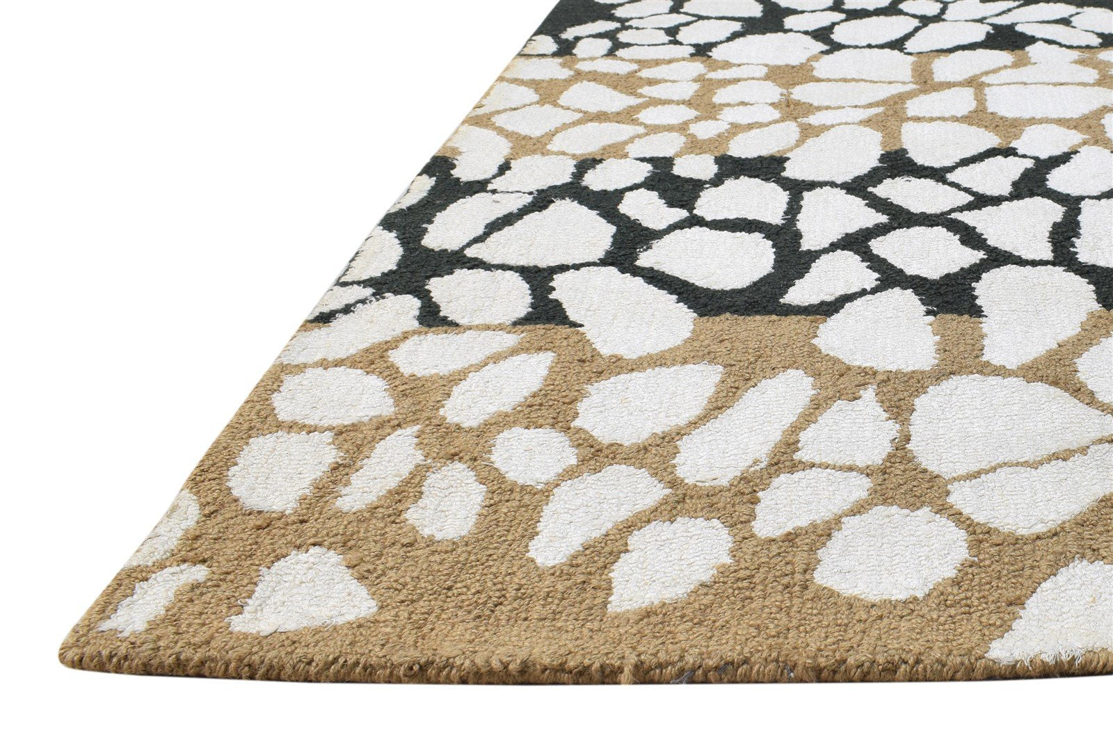 Off-White Wool Rug 5X6 Modern Hand Tufted Scandinavian Abstract Room Size Carpet 