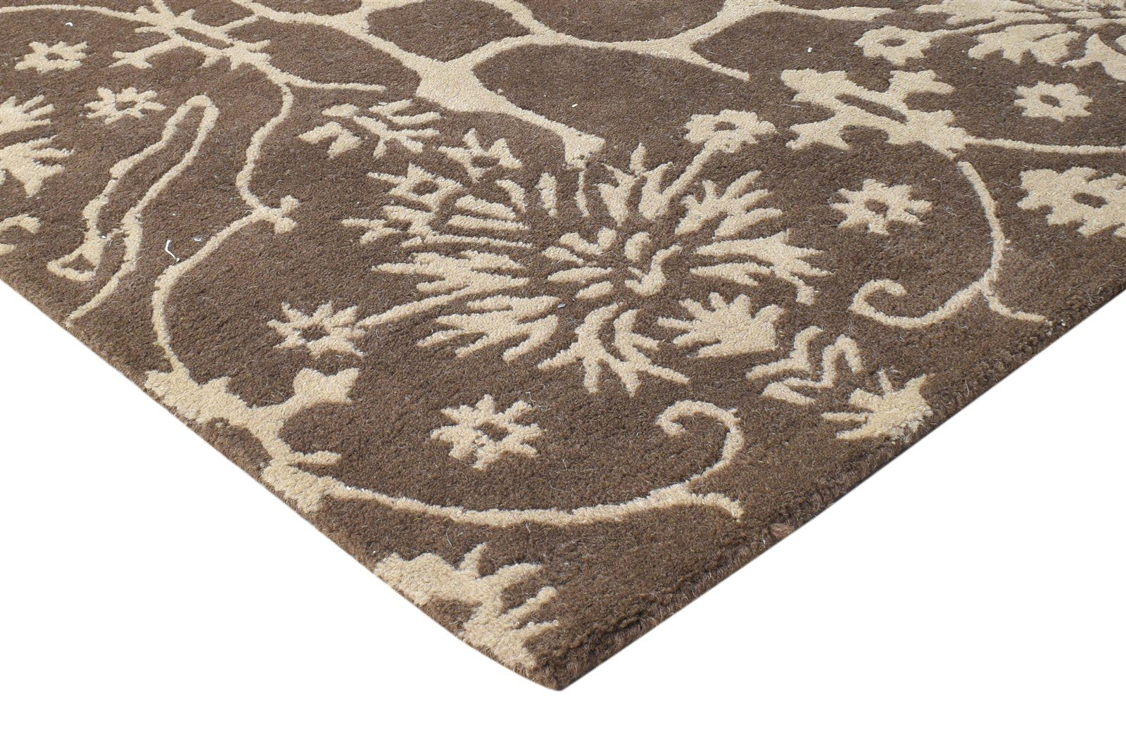 6' X 8' Rug Wool Brown Modern Hand Tufted Scandinavian Abstract Room Size Carpet 