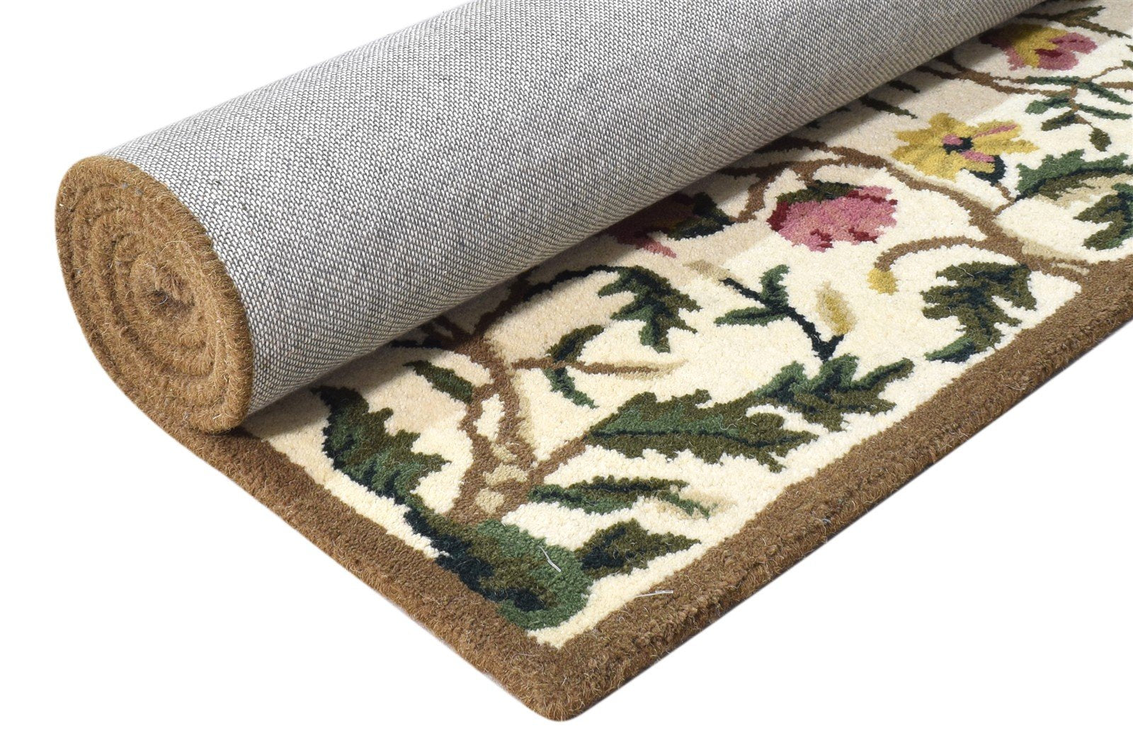 Cream Wool Rug 4' X 6' Modern Hand Tufted French Floral Room Size Carpet 