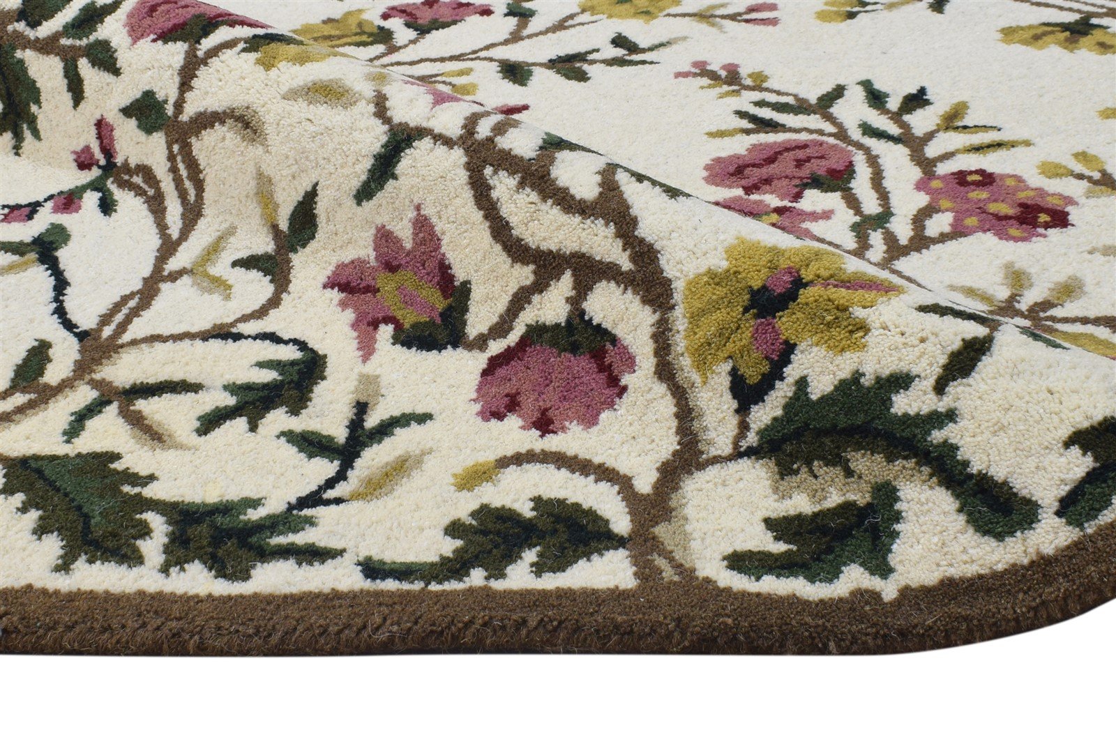 Cream Wool Rug 4' X 6' Modern Hand Tufted French Floral Room Size Carpet 