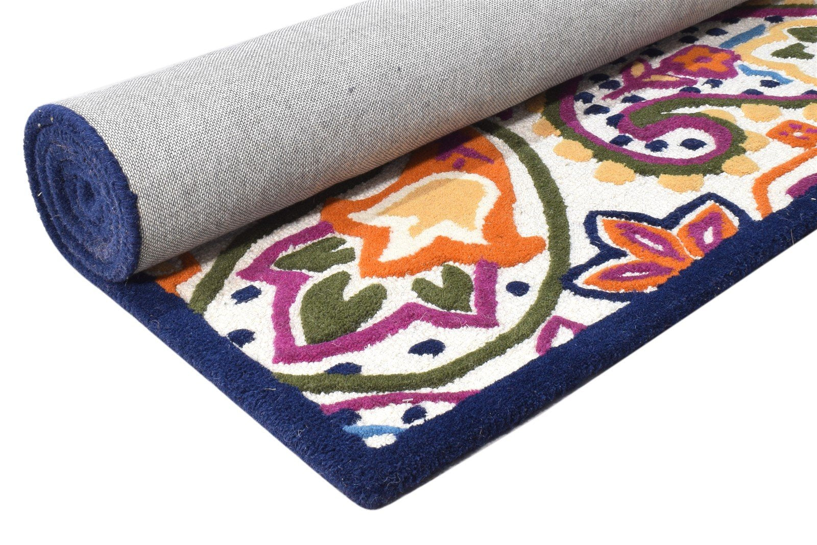 Wool Multi Color Rug 4X6 Modern Hand Tufted European Paisley Room Size Carpet 